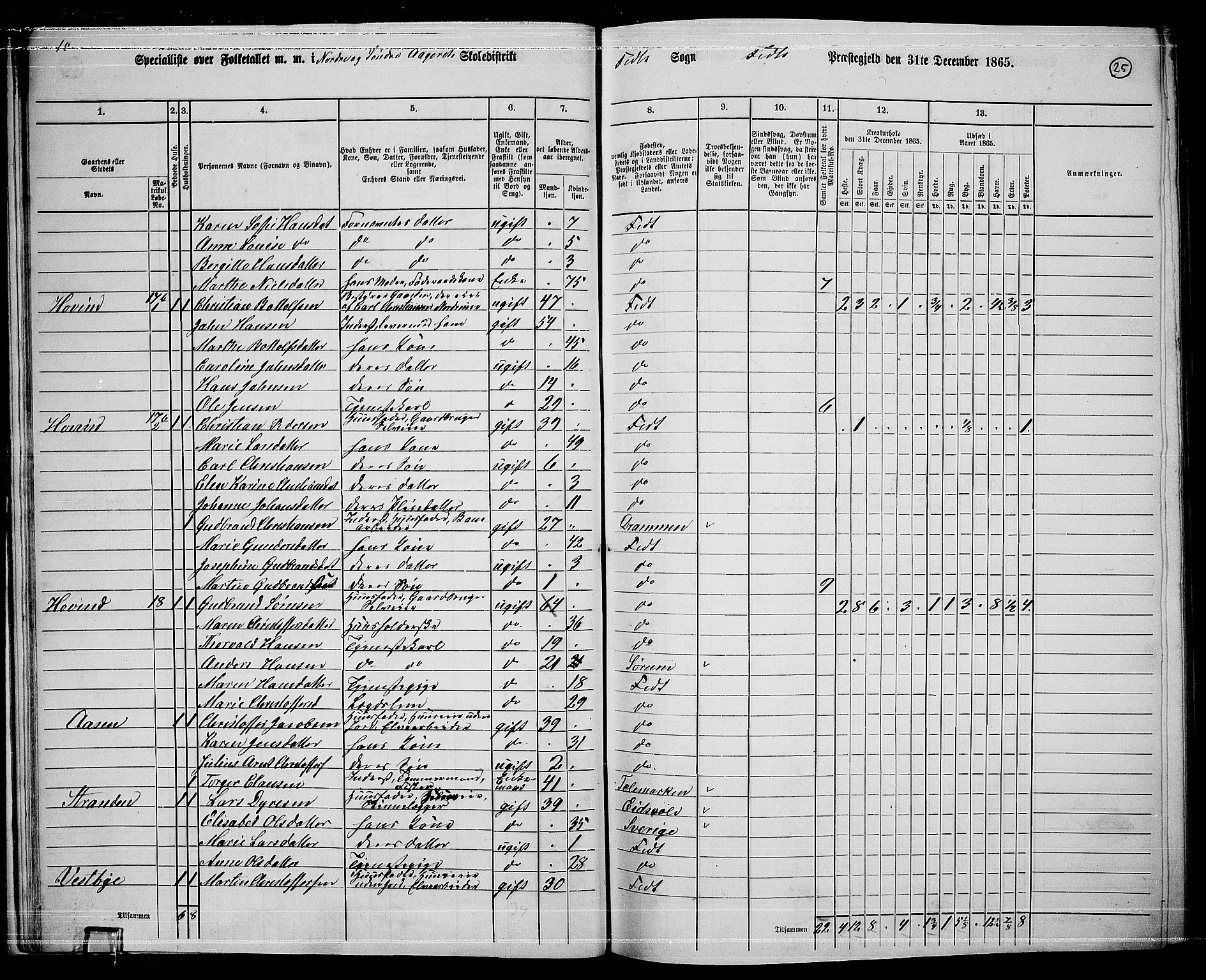 RA, 1865 census for Fet, 1865, p. 22