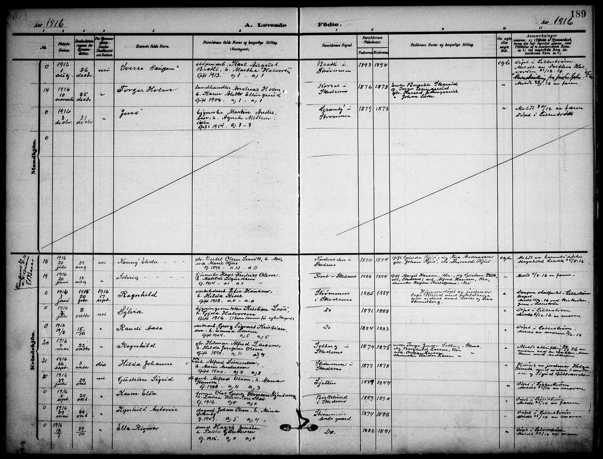 Skedsmo prestekontor Kirkebøker, AV/SAO-A-10033a/F/Fa/L0015: Parish register (official) no. I 15, 1902-1917, p. 189