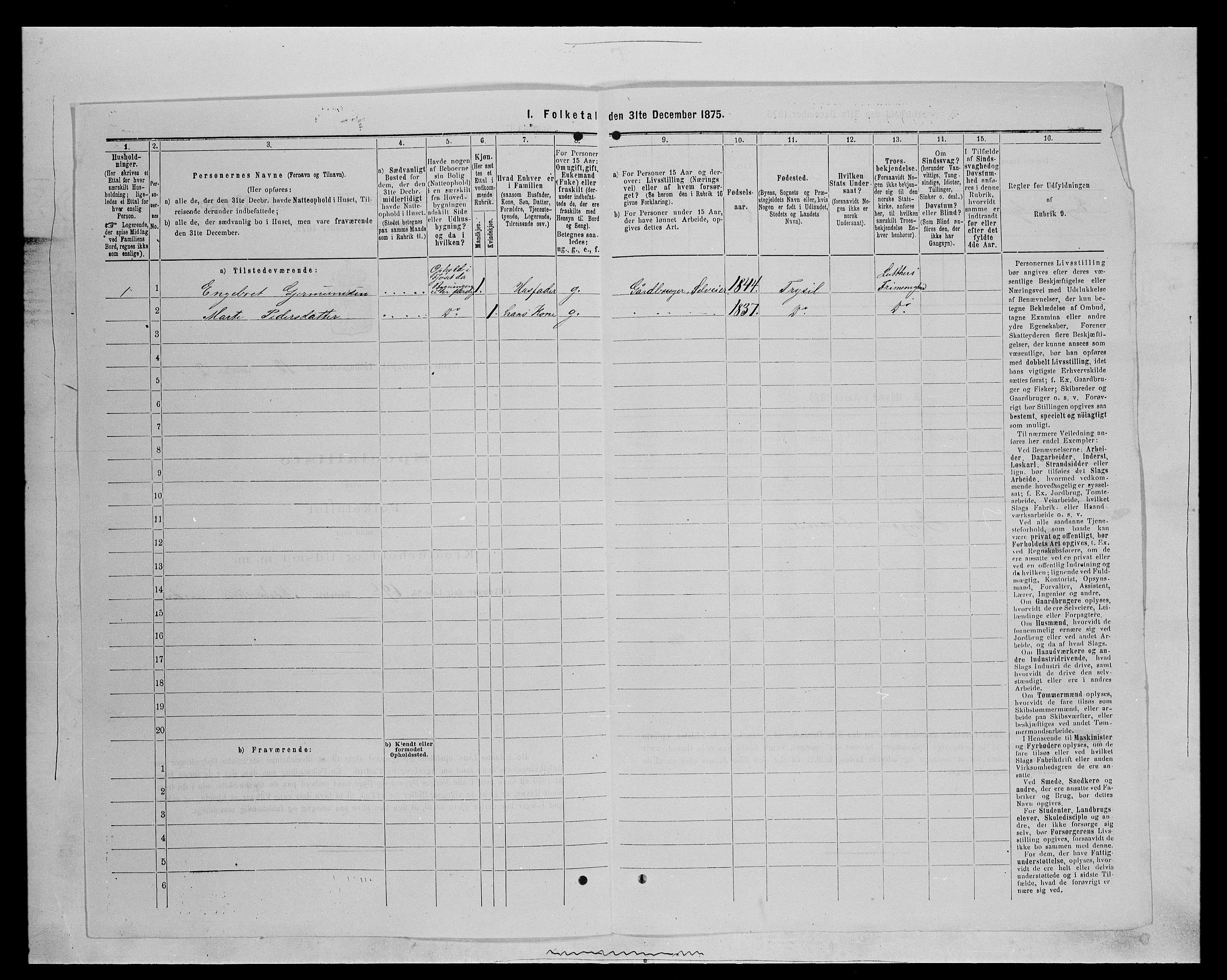 SAH, 1875 census for 0428P Trysil, 1875, p. 1361