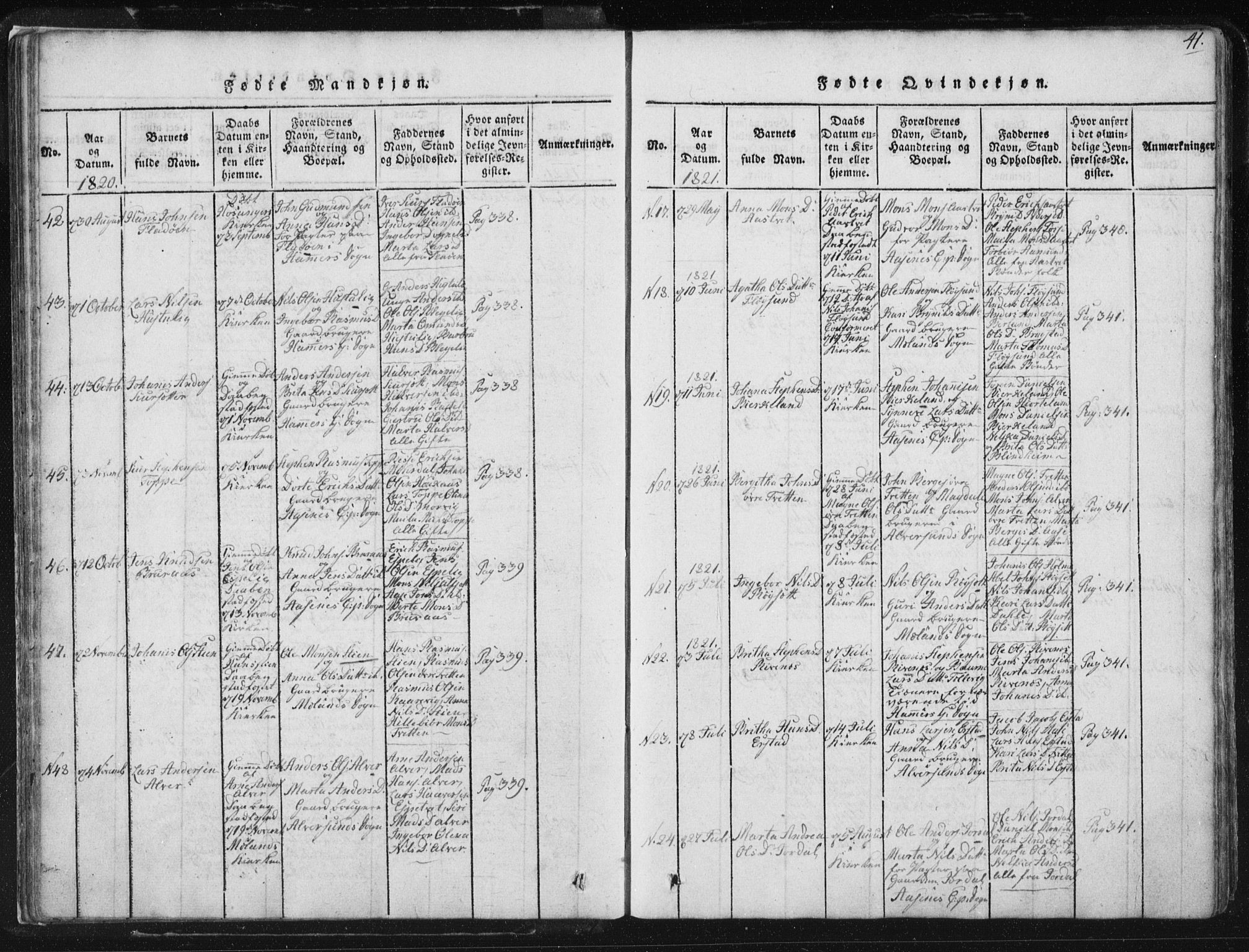 Hamre sokneprestembete, AV/SAB-A-75501/H/Ha/Haa/Haaa/L0010: Parish register (official) no. A 10, 1816-1826, p. 41