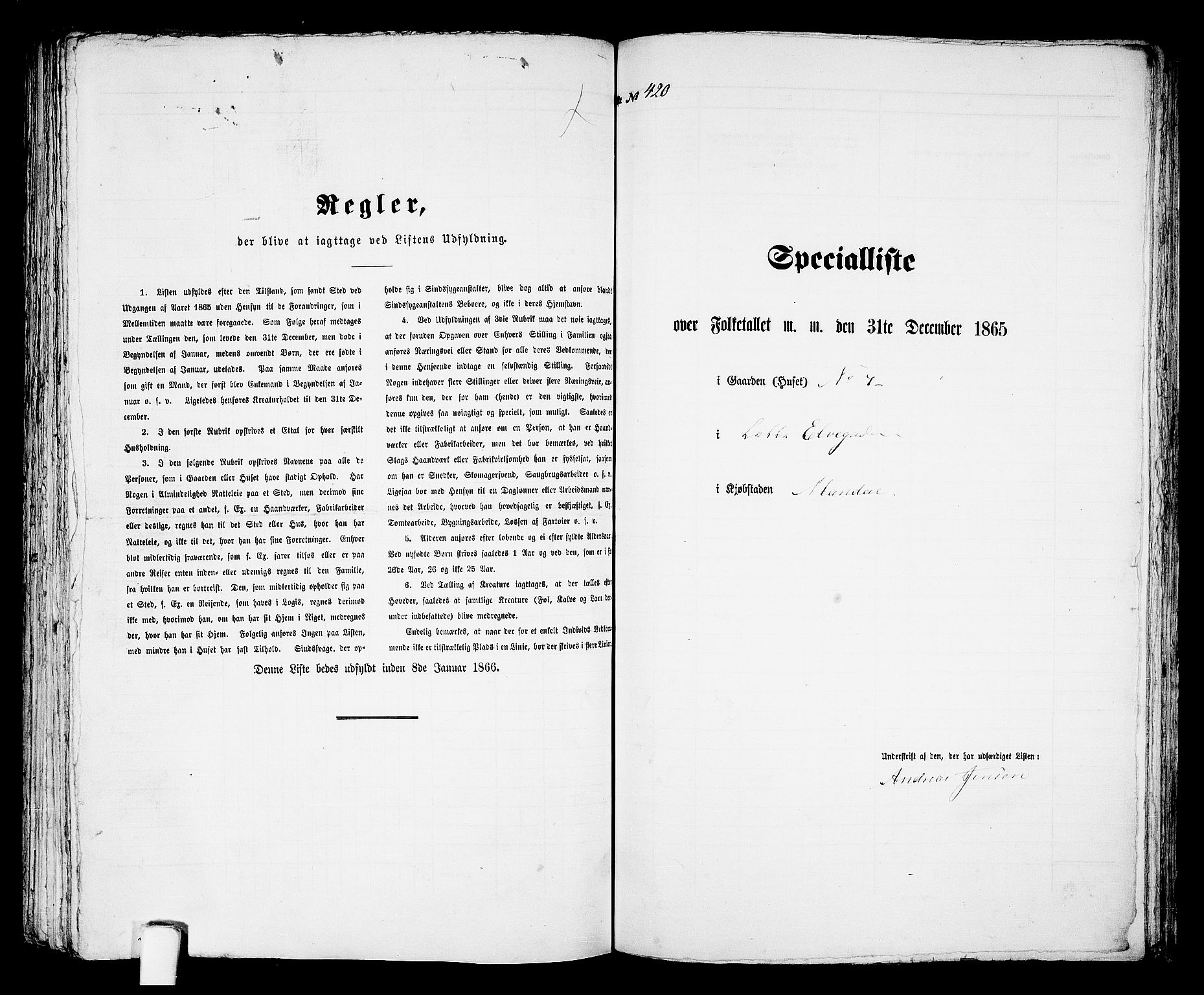 RA, 1865 census for Mandal/Mandal, 1865, p. 848