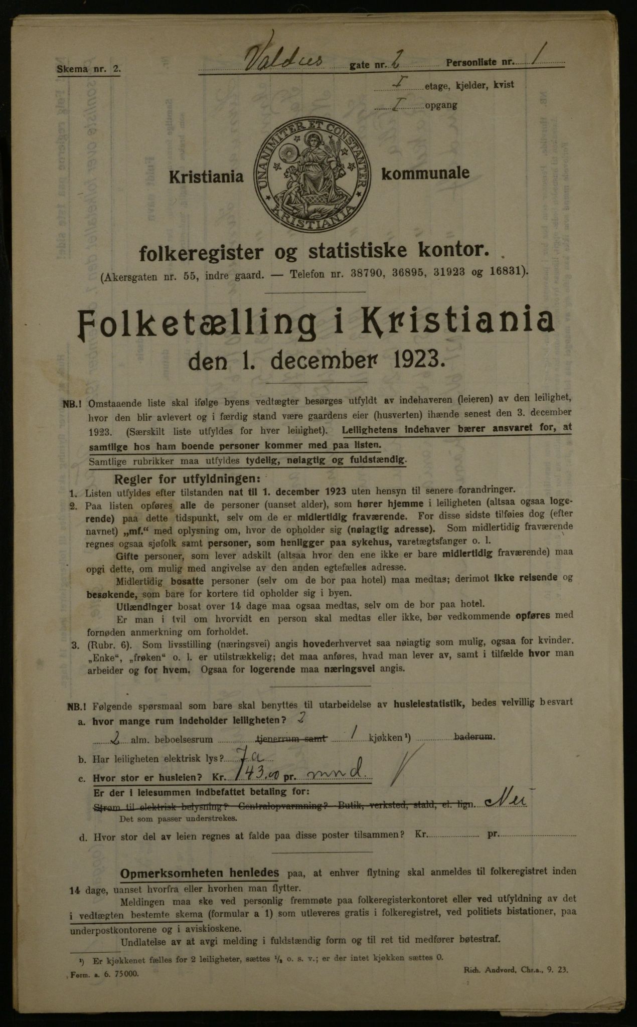 OBA, Municipal Census 1923 for Kristiania, 1923, p. 134345