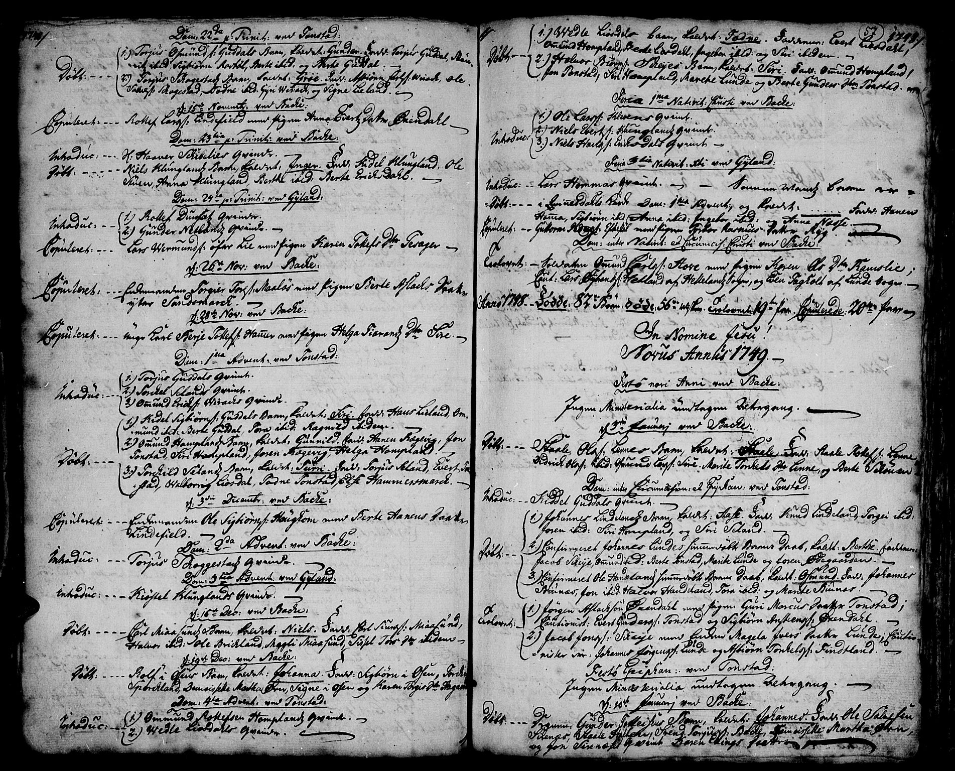 Bakke sokneprestkontor, SAK/1111-0002/F/Fa/Faa/L0001: Parish register (official) no. A 1, 1741-1780, p. 57