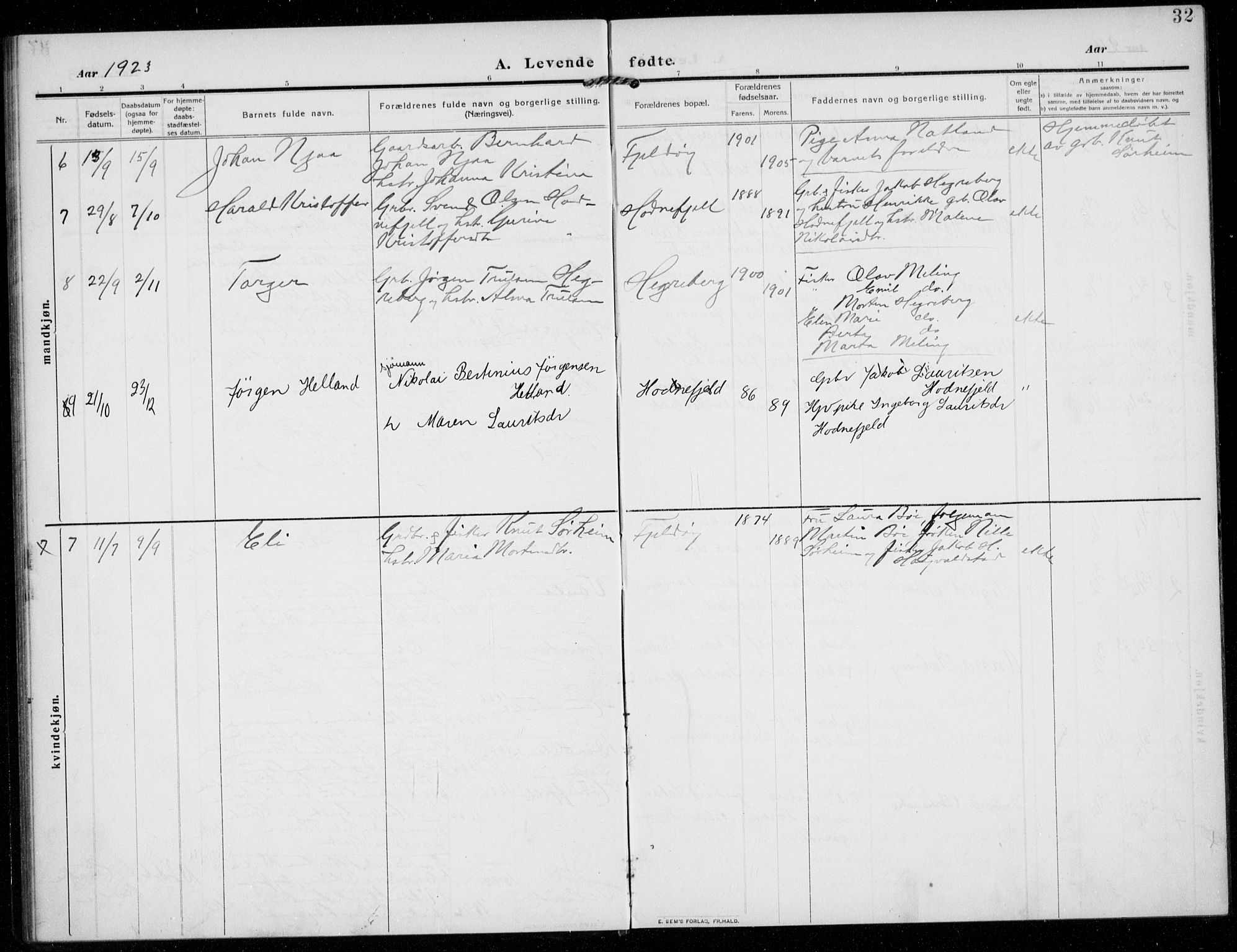 Rennesøy sokneprestkontor, AV/SAST-A -101827/H/Ha/Haa/L0017: Parish register (official) no. A 17, 1908-1926, p. 32