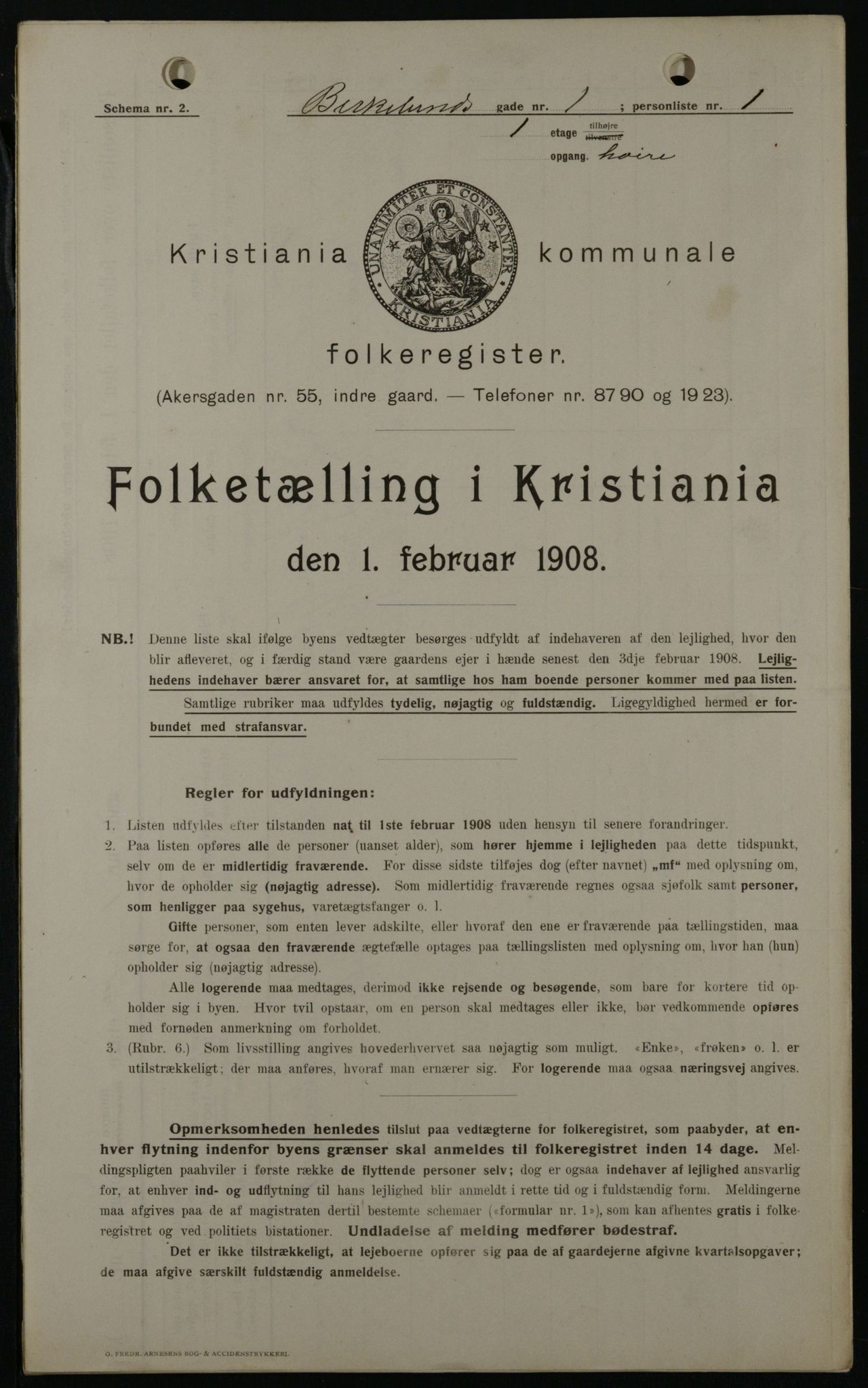 OBA, Municipal Census 1908 for Kristiania, 1908, p. 4945