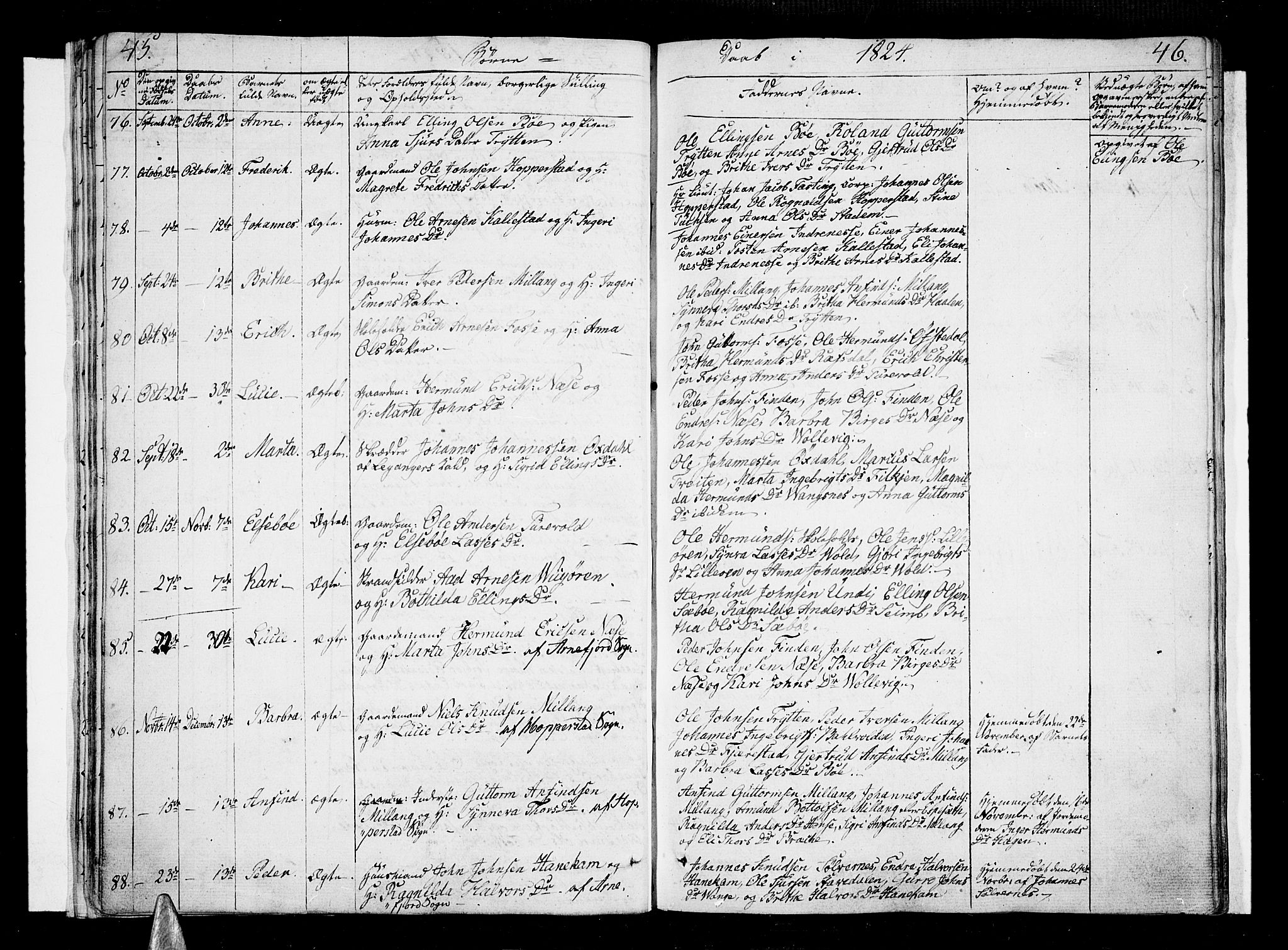 Vik sokneprestembete, AV/SAB-A-81501/H/Haa/Haaa/L0006: Parish register (official) no. A 6, 1821-1831, p. 45-46