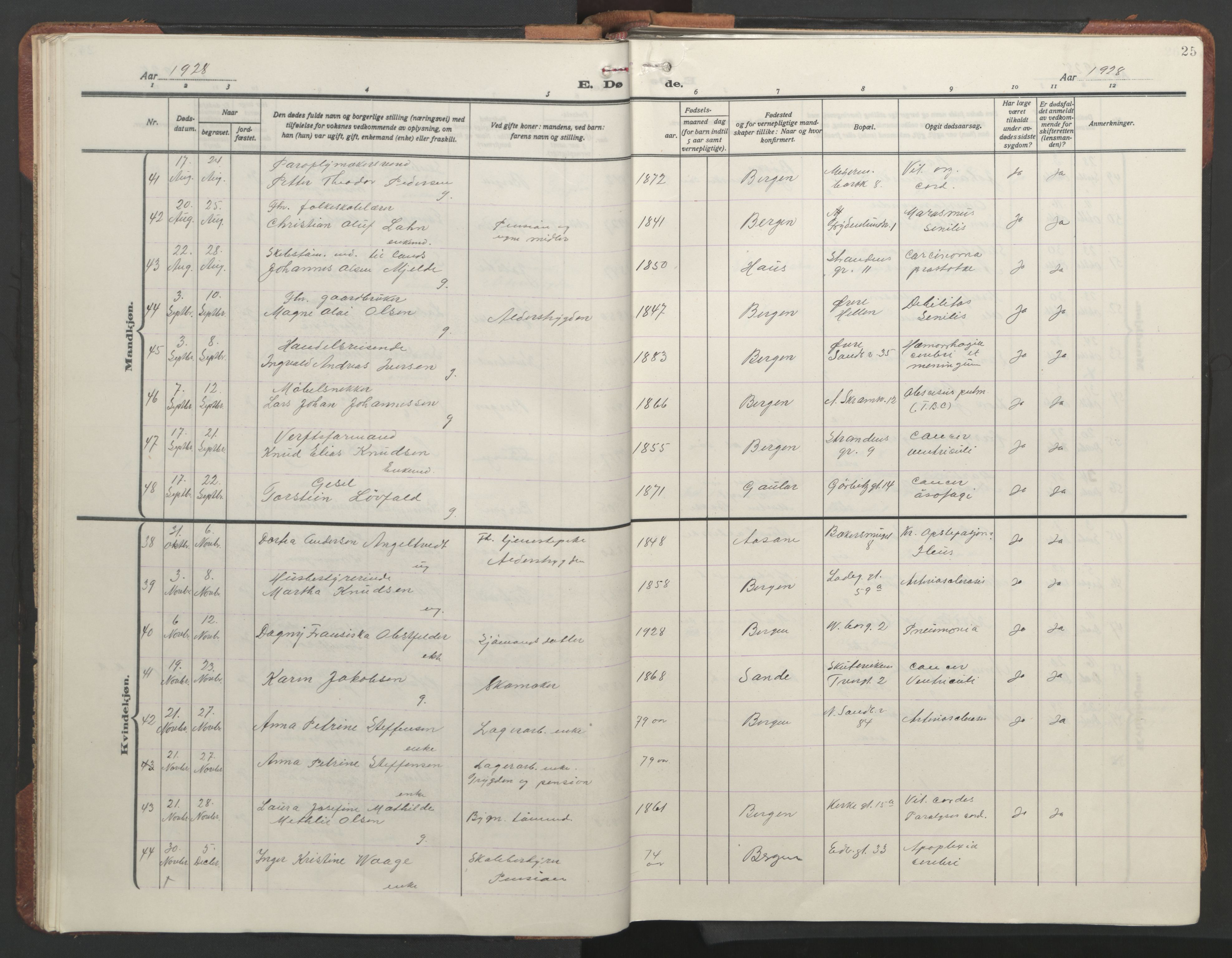 Sandviken Sokneprestembete, AV/SAB-A-77601/H/Hb/L0018: Parish register (copy) no. E 2, 1926-1962, p. 24b-25a