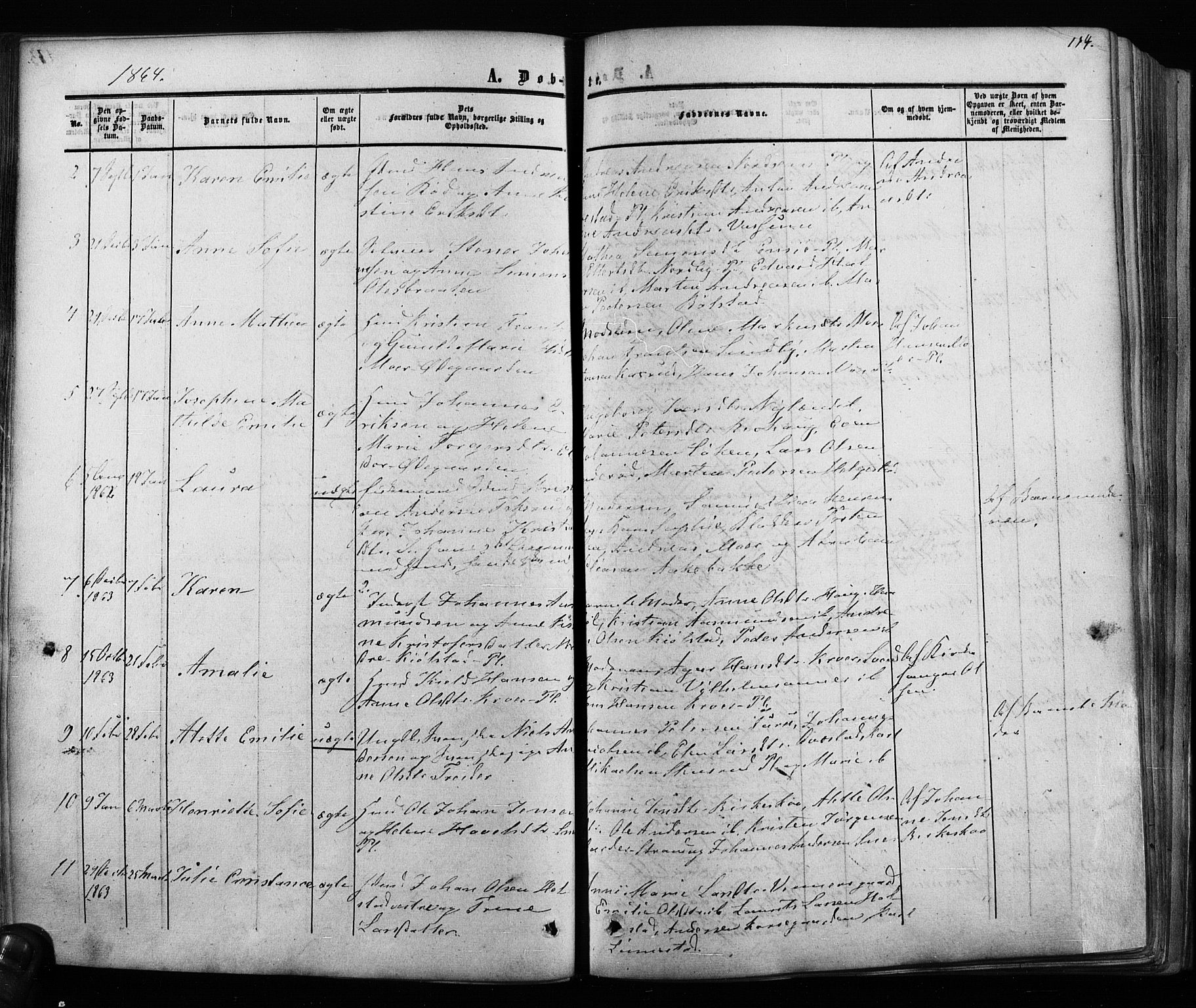 Ås prestekontor Kirkebøker, AV/SAO-A-10894/F/Fa/L0007: Parish register (official) no. I 7, 1854-1870, p. 114