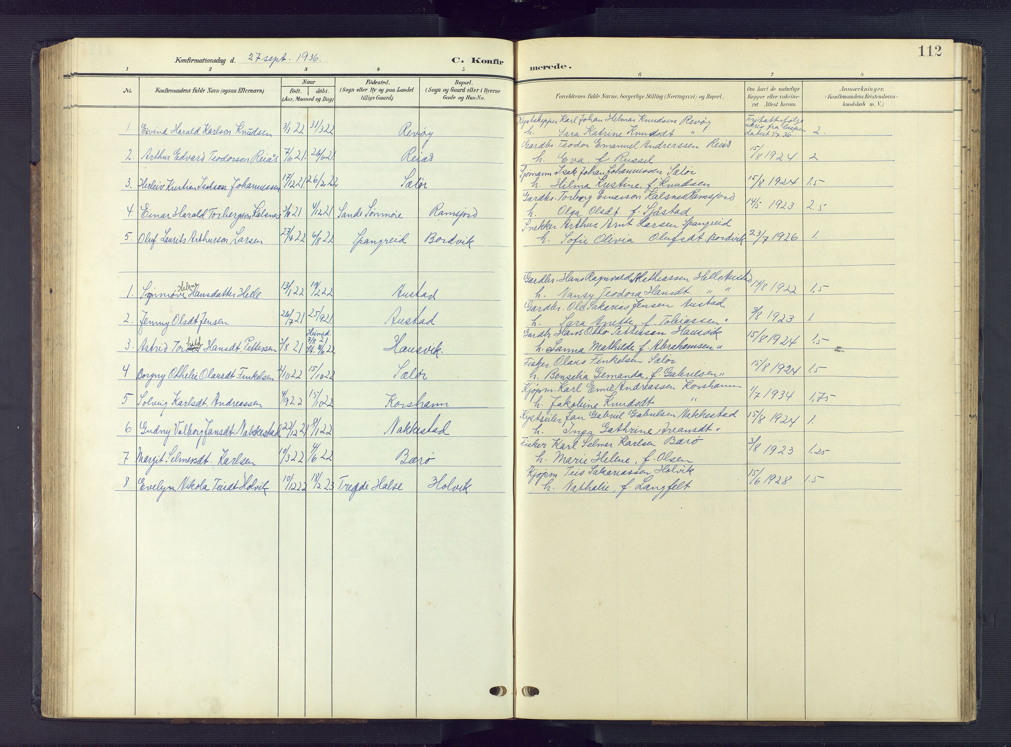 Lyngdal sokneprestkontor, AV/SAK-1111-0029/F/Fb/Fba/L0004: Parish register (copy) no. B 4, 1904-1950, p. 112