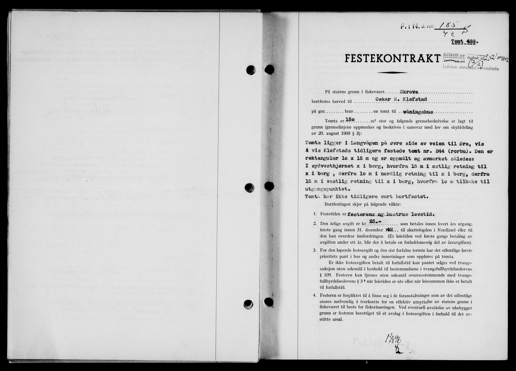 Lofoten sorenskriveri, SAT/A-0017/1/2/2C/L0010a: Mortgage book no. 10a, 1942-1943, Diary no: : 2021/1942