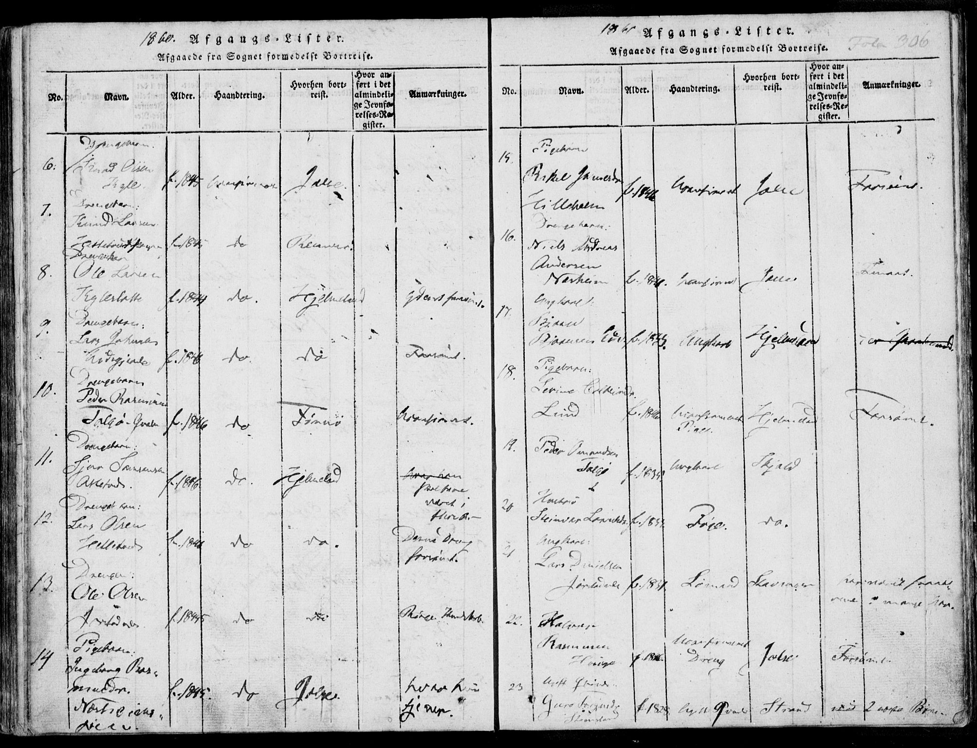 Nedstrand sokneprestkontor, AV/SAST-A-101841/01/IV: Parish register (official) no. A 7, 1816-1870, p. 306