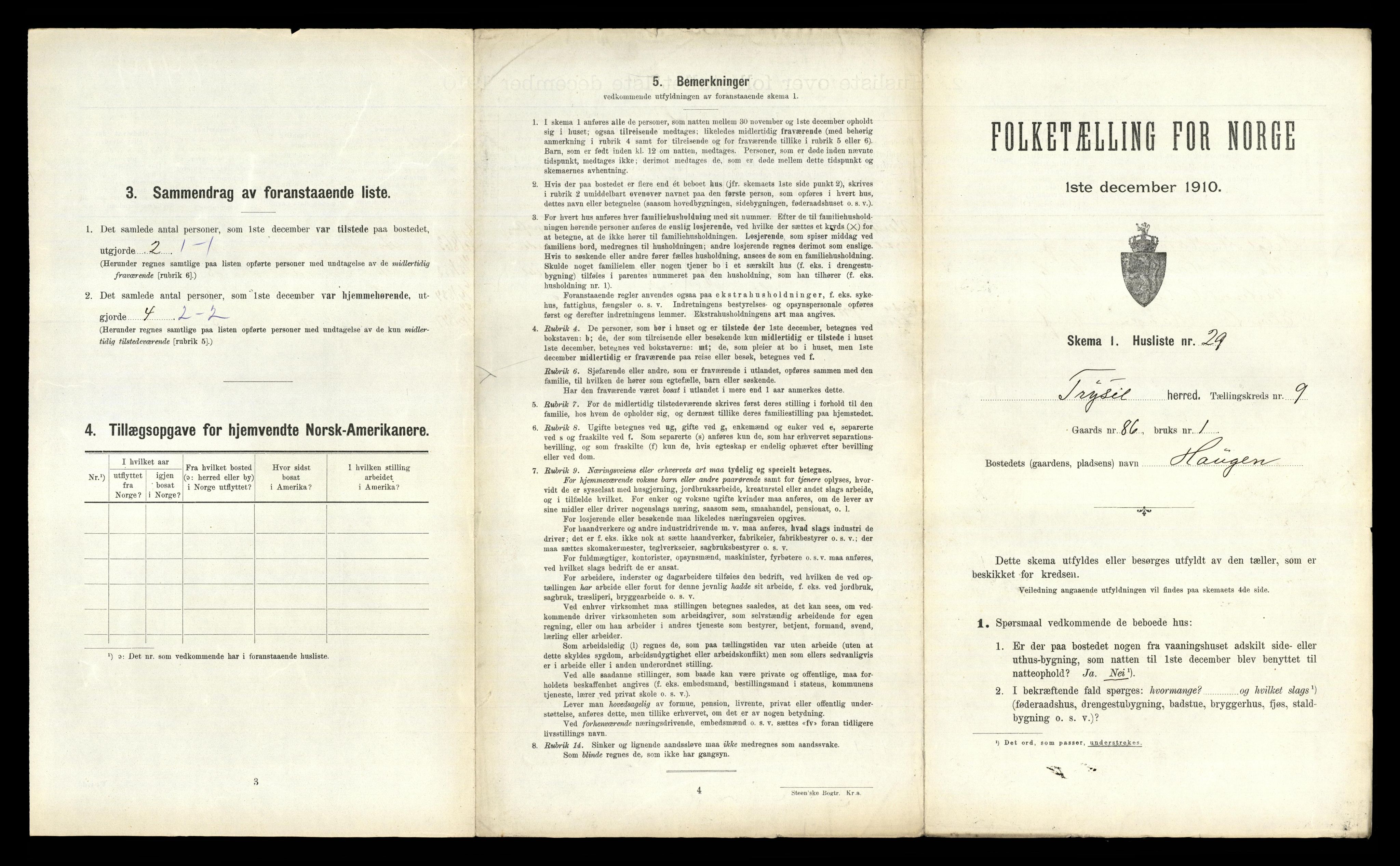 RA, 1910 census for Trysil, 1910, p. 1191