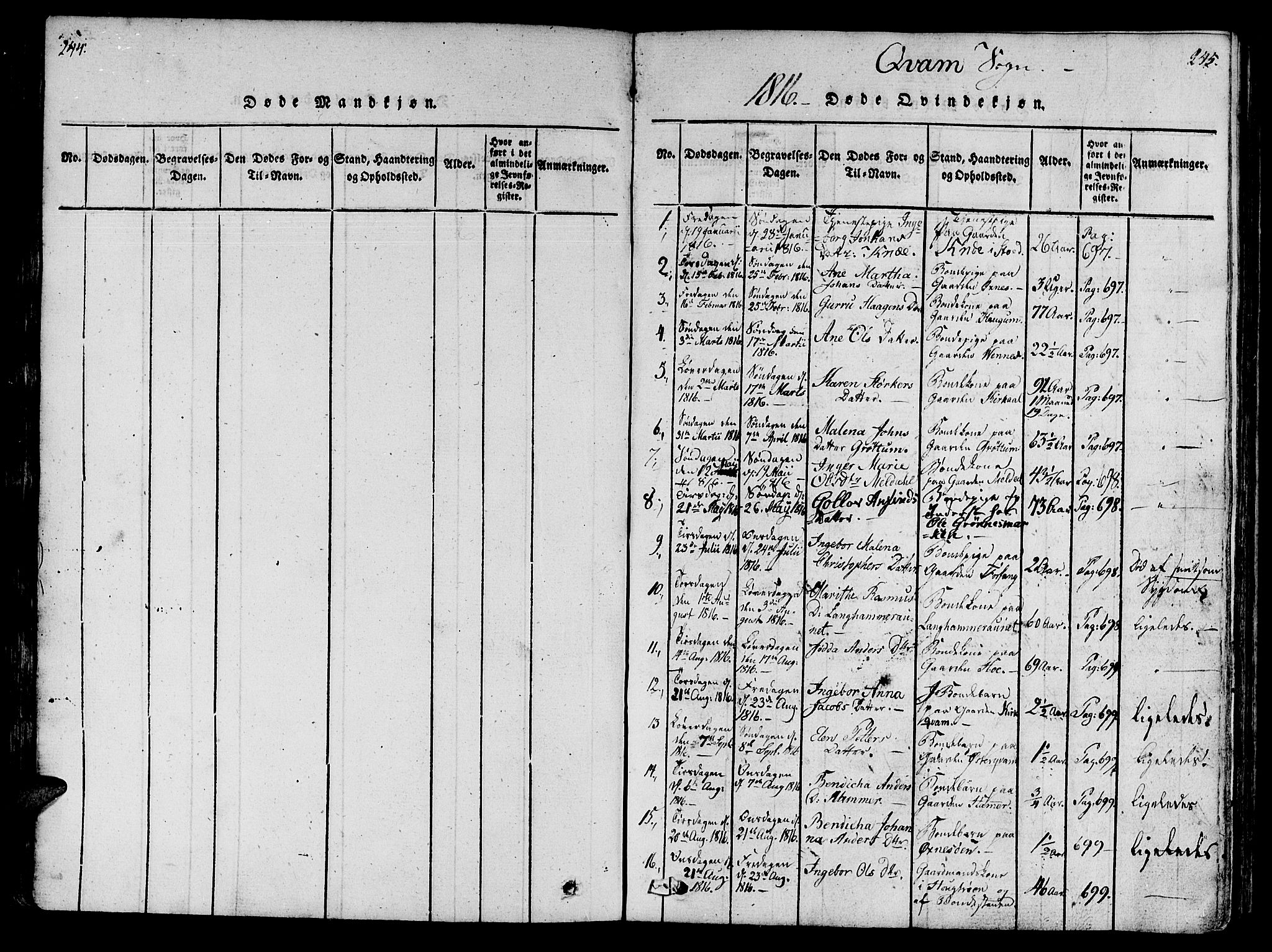 Ministerialprotokoller, klokkerbøker og fødselsregistre - Nord-Trøndelag, SAT/A-1458/746/L0441: Parish register (official) no. 746A03 /2, 1816-1827, p. 144-145