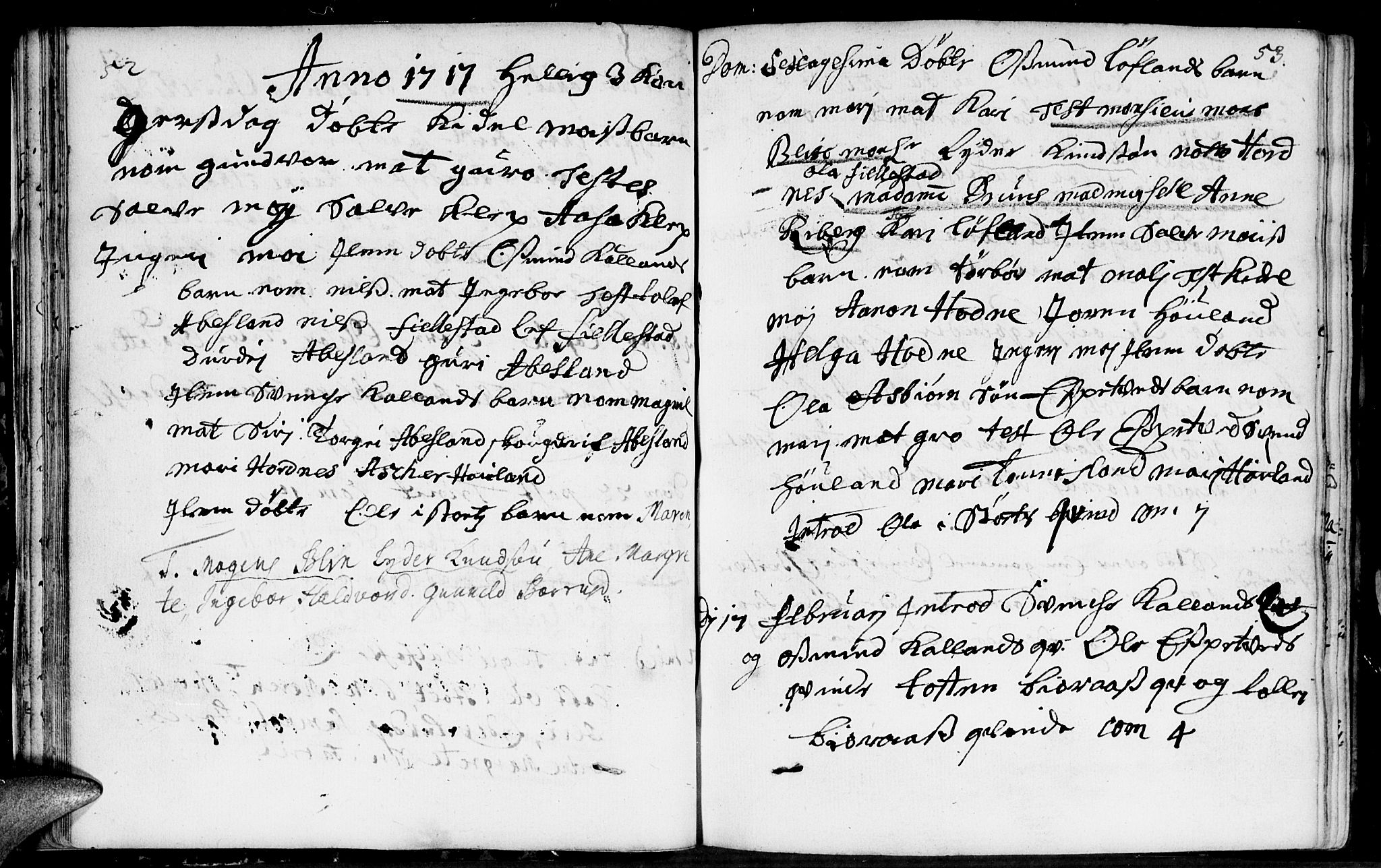 Evje sokneprestkontor, SAK/1111-0008/F/Fa/Fab/L0001: Parish register (official) no. A 1, 1704-1764, p. 52-53