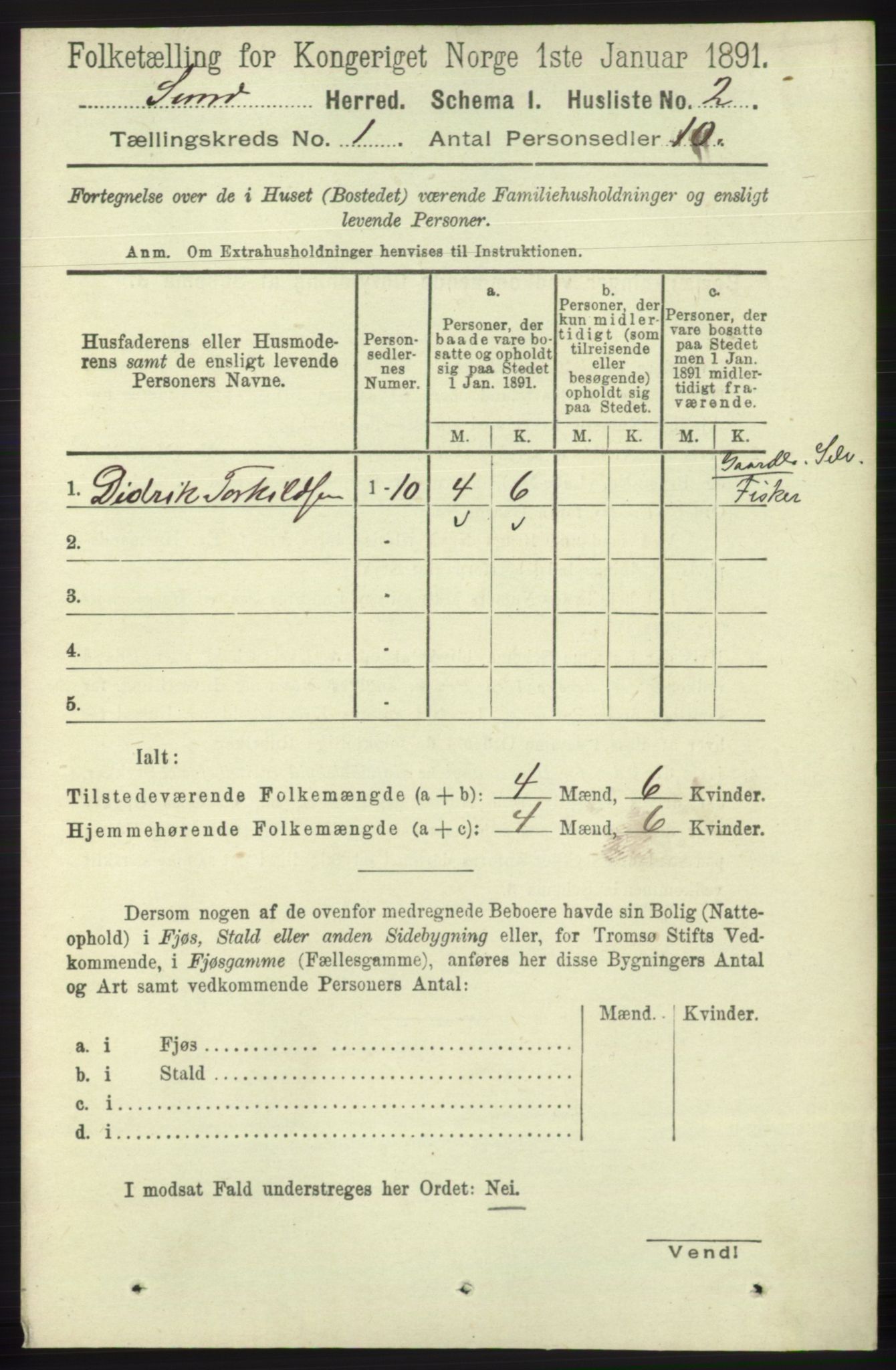 RA, 1891 census for 1245 Sund, 1891, p. 18