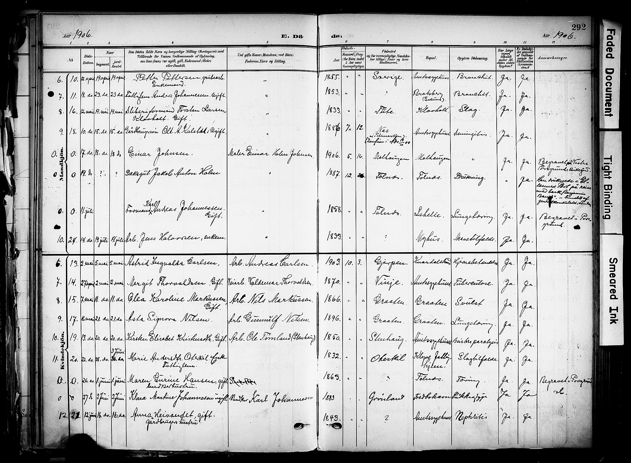 Solum kirkebøker, SAKO/A-306/F/Fa/L0011: Parish register (official) no. I 11, 1898-1909, p. 292