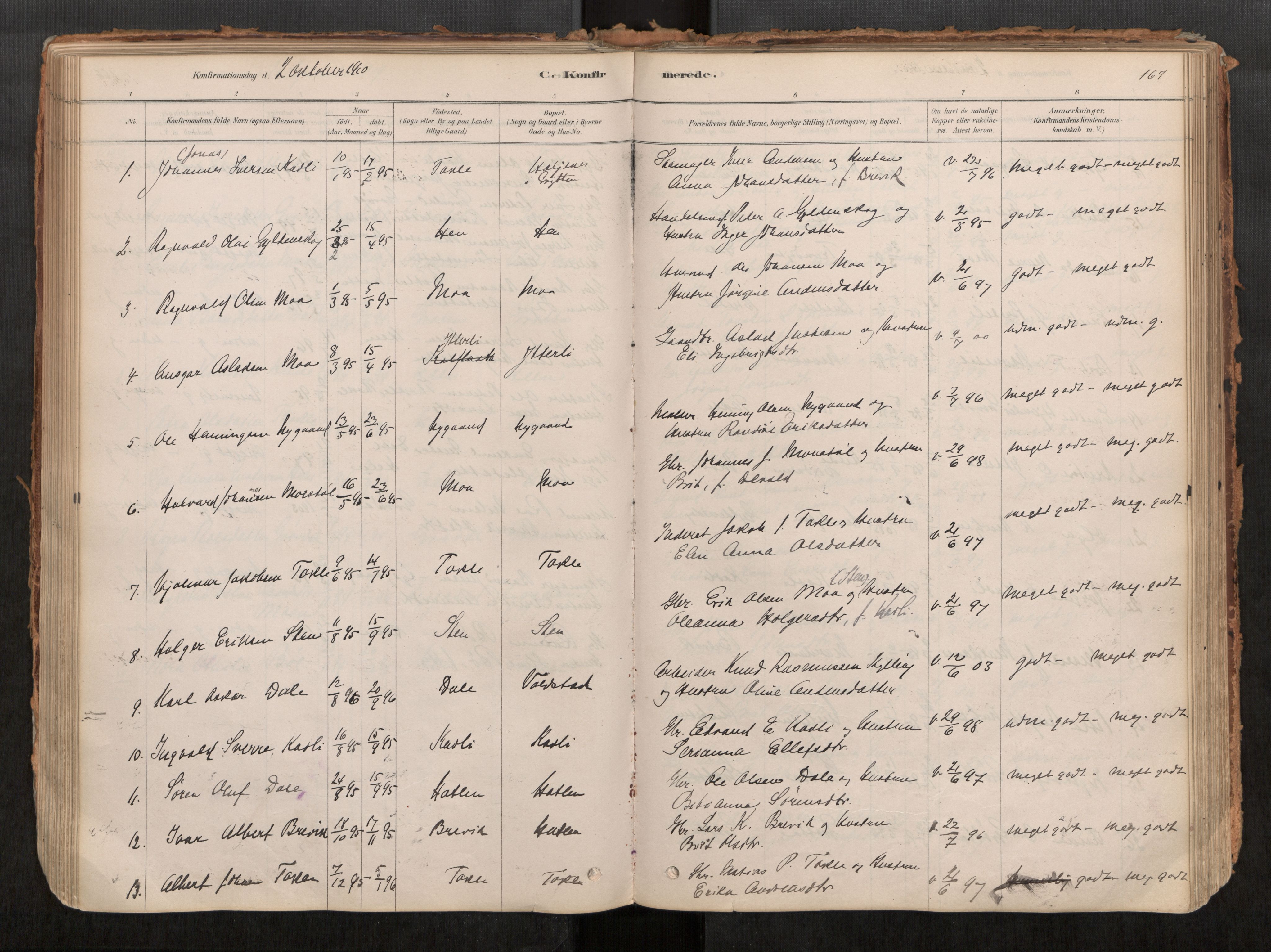 Ministerialprotokoller, klokkerbøker og fødselsregistre - Møre og Romsdal, AV/SAT-A-1454/545/L0594: Parish register (official) no. 545A03, 1878-1920, p. 167