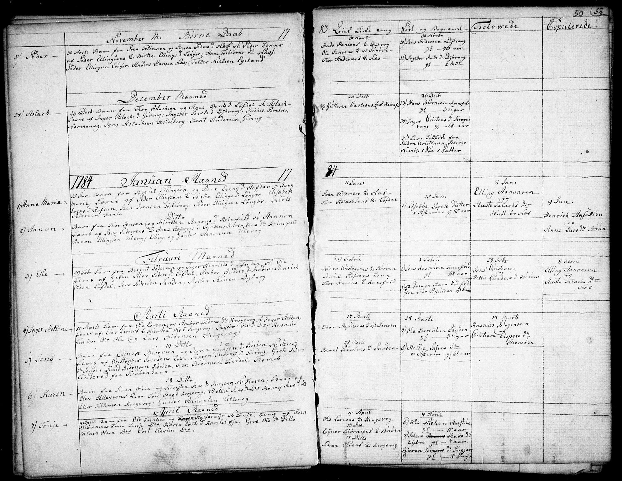 Dypvåg sokneprestkontor, SAK/1111-0007/F/Fb/Fba/L0007: Parish register (copy) no. B 7, 1762-1810, p. 50