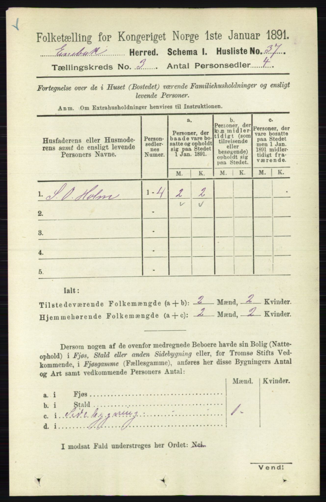 RA, 1891 census for 0229 Enebakk, 1891, p. 1108