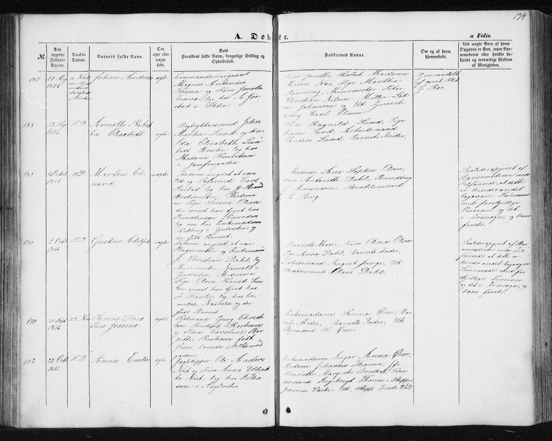 Ministerialprotokoller, klokkerbøker og fødselsregistre - Sør-Trøndelag, AV/SAT-A-1456/602/L0112: Parish register (official) no. 602A10, 1848-1859, p. 124