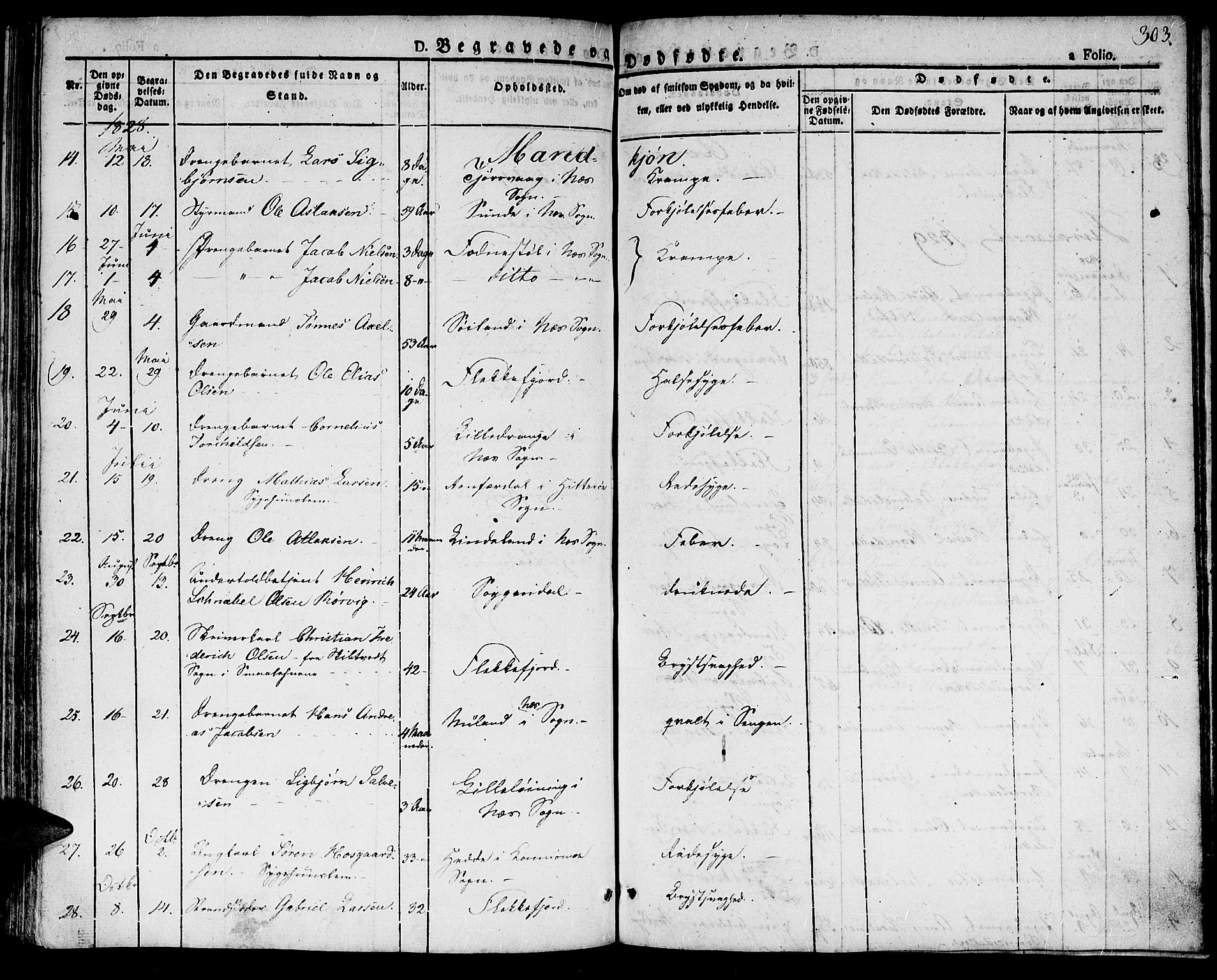 Flekkefjord sokneprestkontor, AV/SAK-1111-0012/F/Fb/Fbc/L0004: Parish register (copy) no. B 4, 1827-1846, p. 303