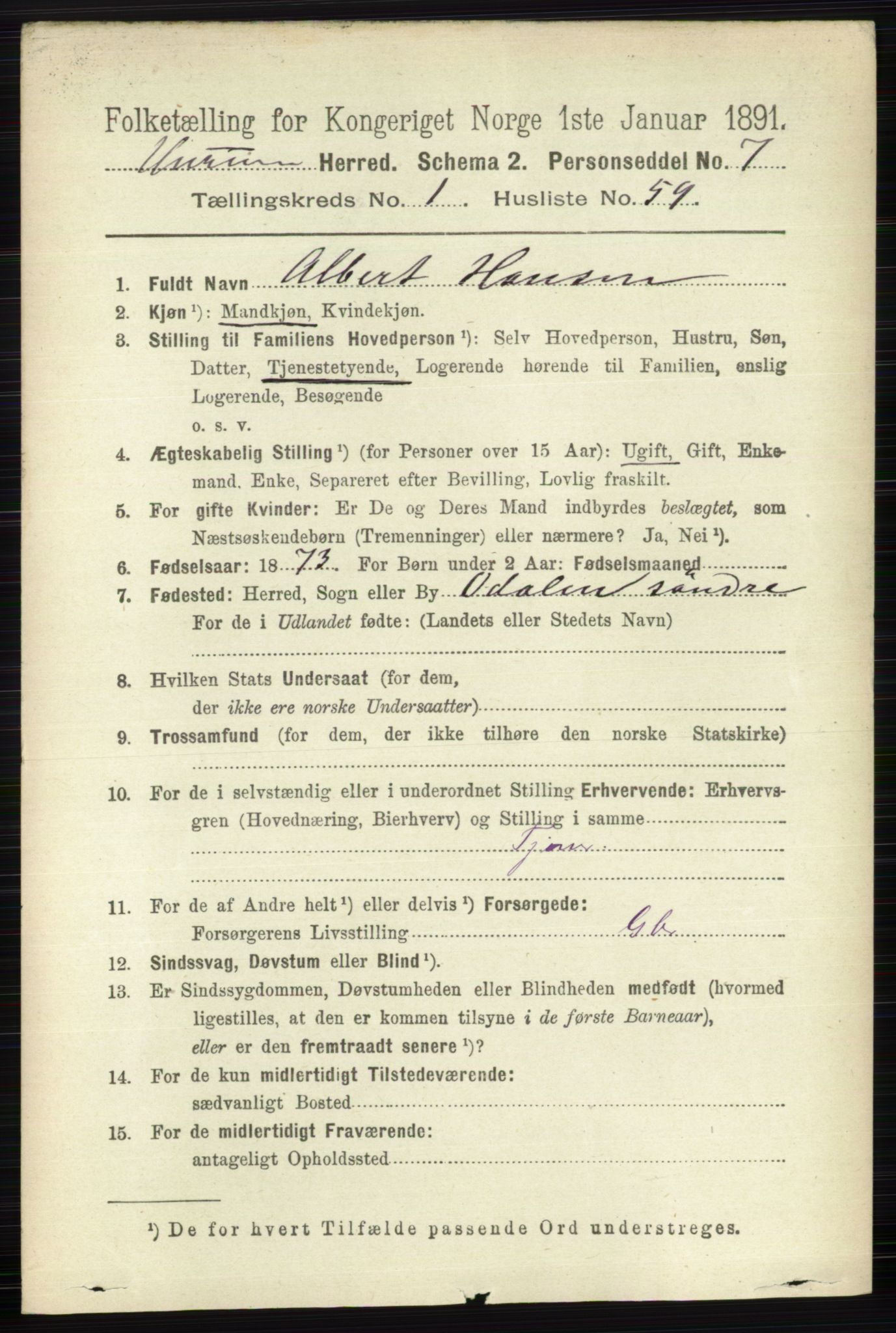 RA, 1891 census for 0628 Hurum, 1891, p. 414