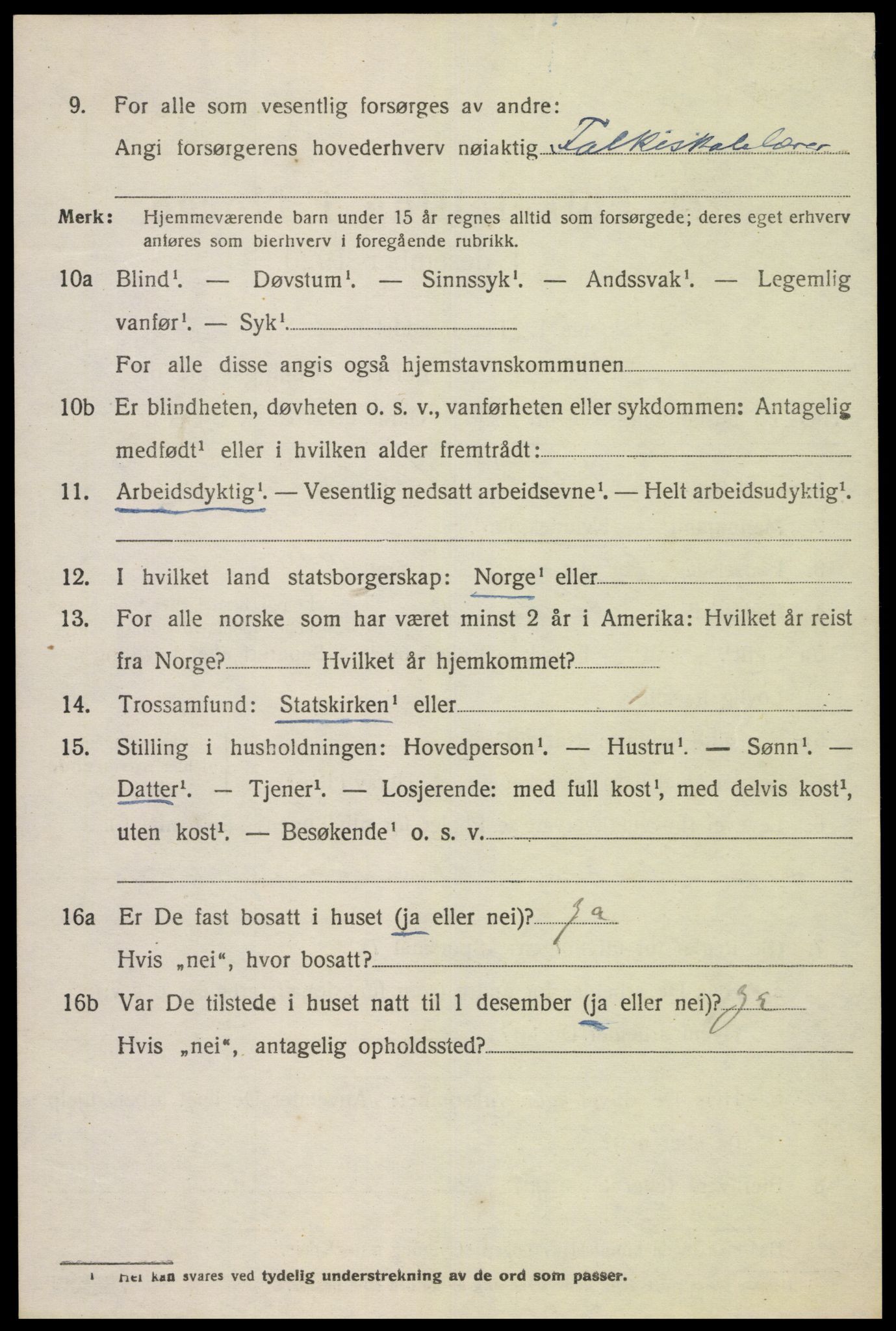 SAK, 1920 census for Lista, 1920, p. 5500