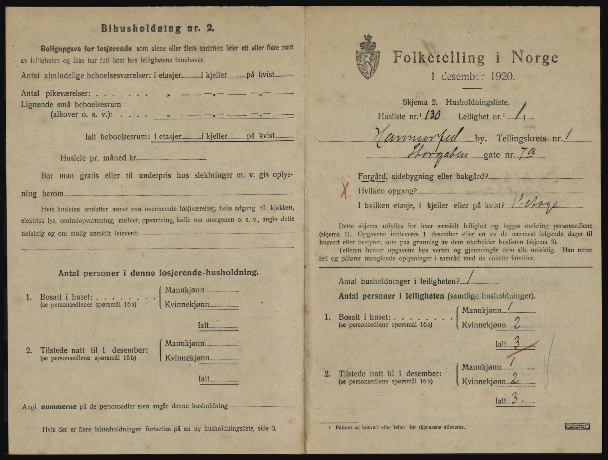 SATØ, 1920 census for Hammerfest, 1920, p. 1430