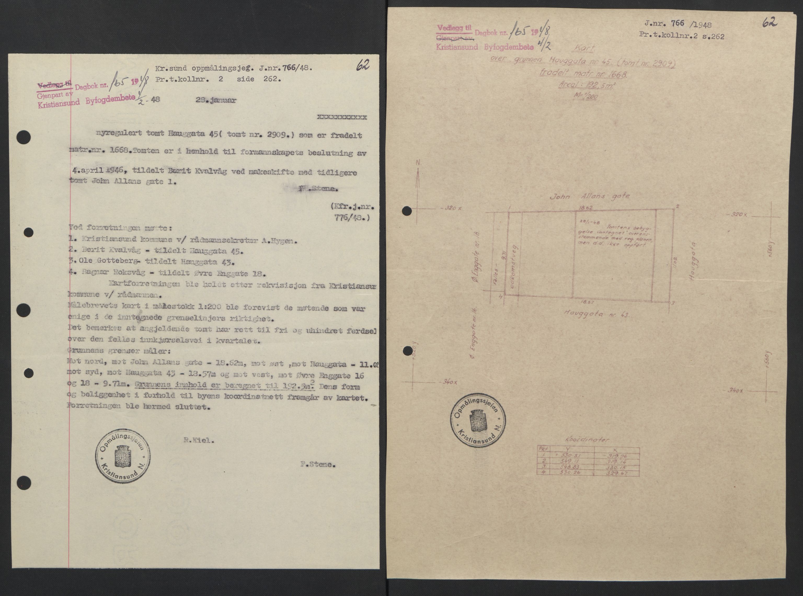 Kristiansund byfogd, AV/SAT-A-4587/A/27: Mortgage book no. 42, 1947-1950, Diary no: : 165/1948