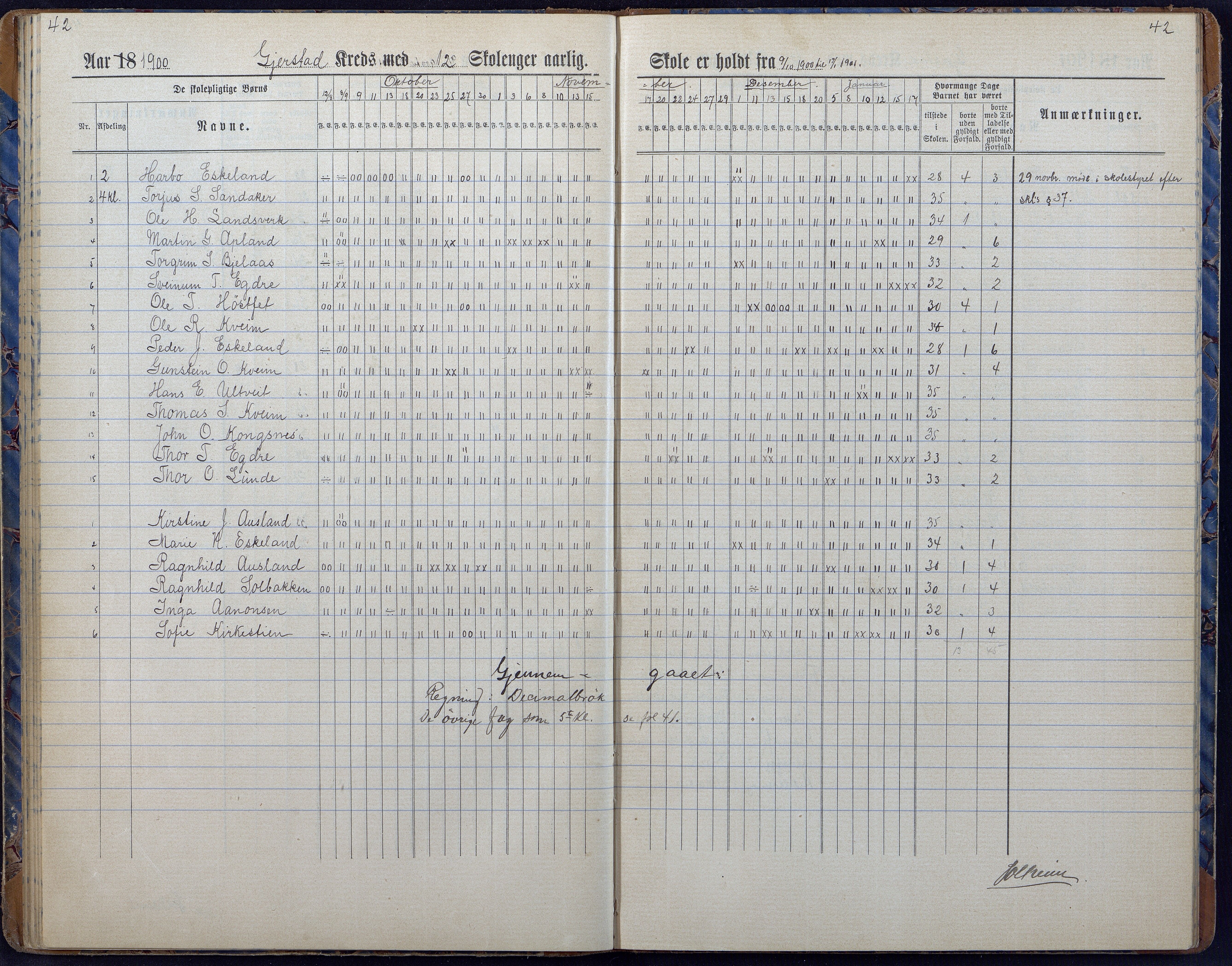 Gjerstad Kommune, Gjerstad Skole, AAKS/KA0911-550a/F01/L0008: Dagbok, 1892-1908, p. 44