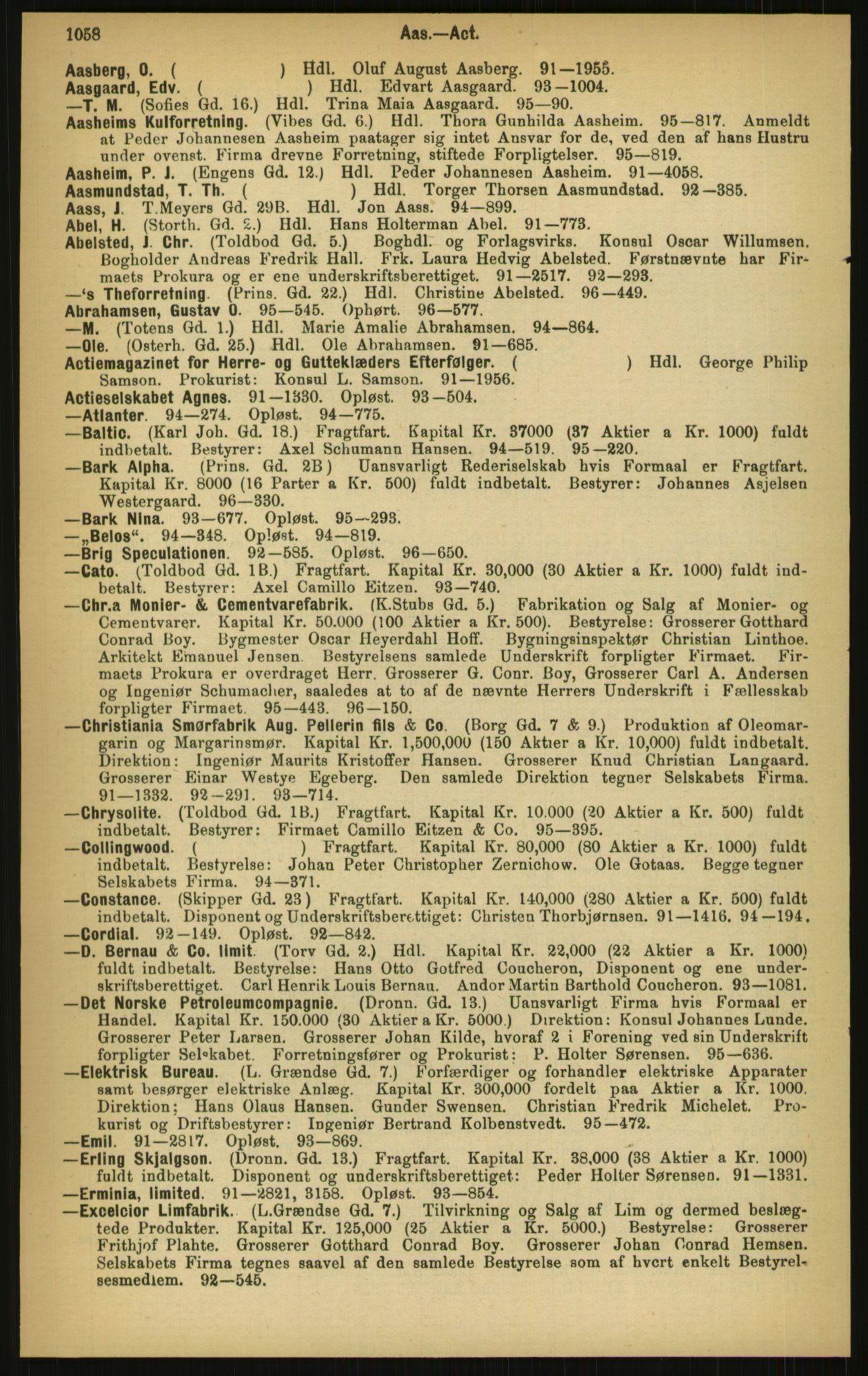 Kristiania/Oslo adressebok, PUBL/-, 1897, p. 1058