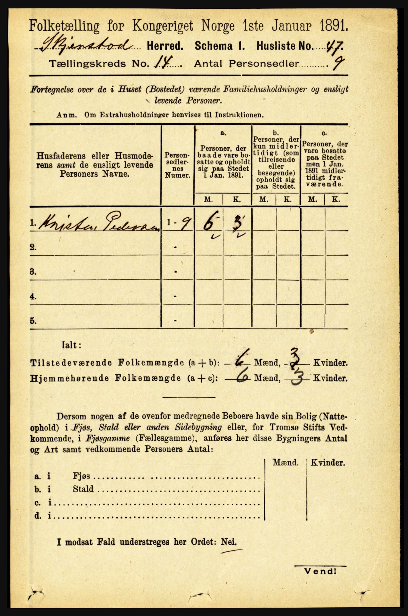 RA, 1891 census for 1842 Skjerstad, 1891, p. 5006