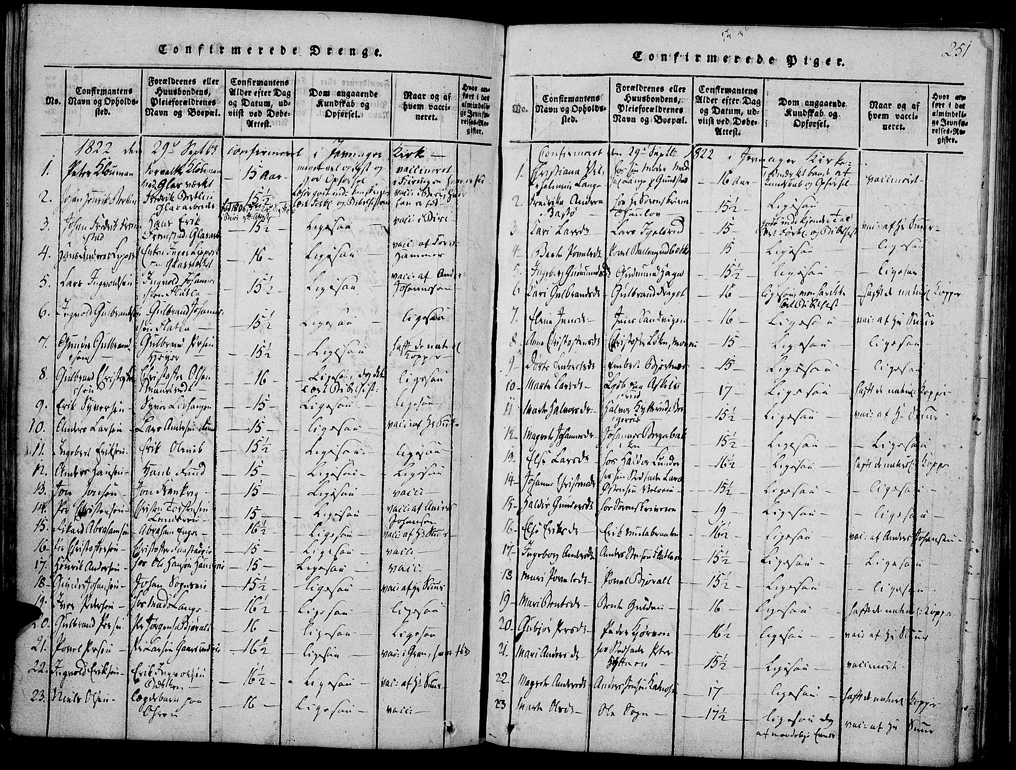 Jevnaker prestekontor, SAH/PREST-116/H/Ha/Haa/L0005: Parish register (official) no. 5, 1815-1837, p. 251