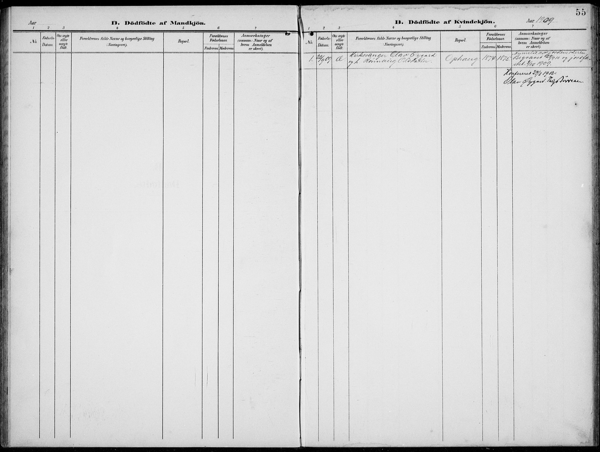 Lom prestekontor, SAH/PREST-070/L/L0007: Parish register (copy) no. 7, 1904-1938, p. 55