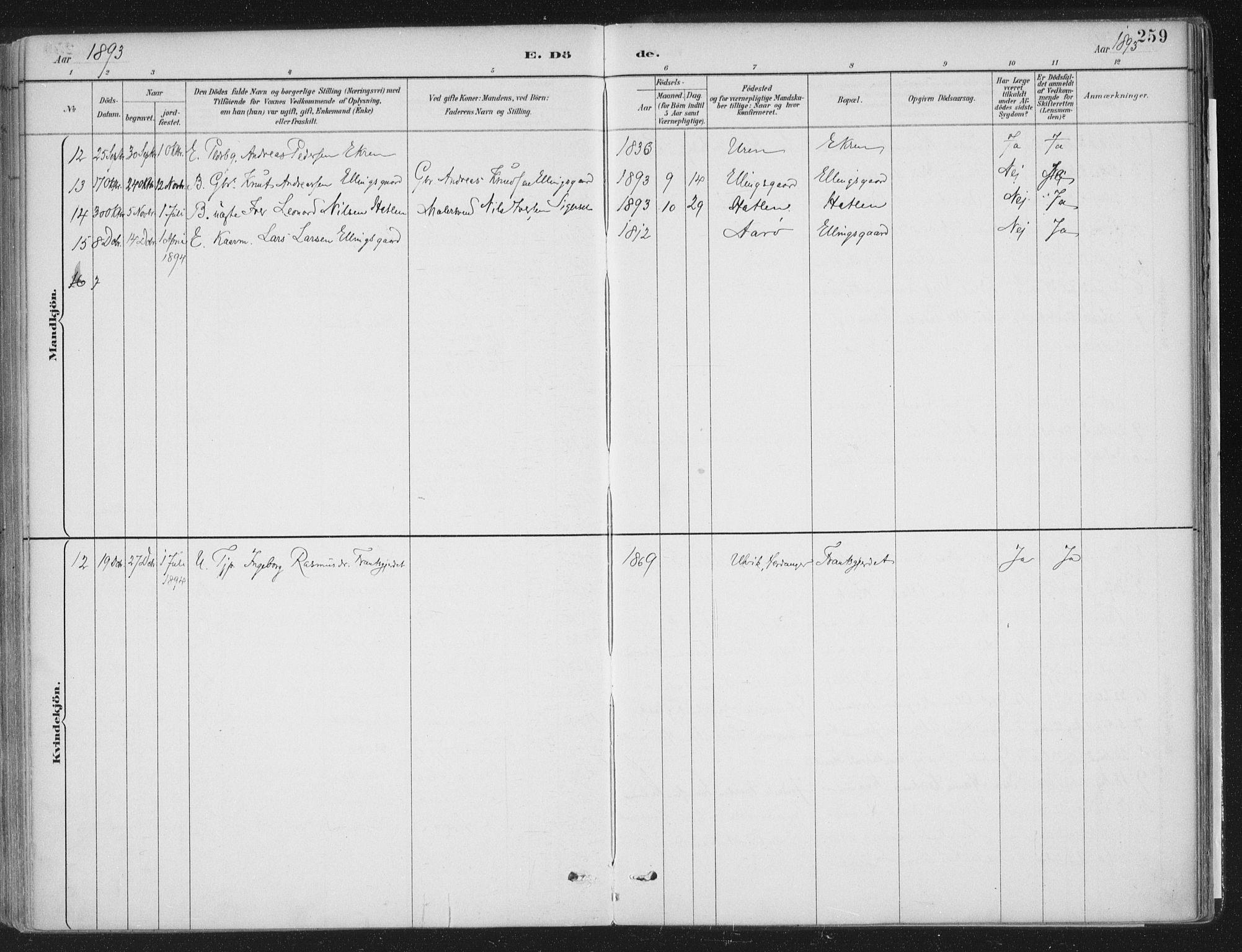 Ministerialprotokoller, klokkerbøker og fødselsregistre - Møre og Romsdal, AV/SAT-A-1454/555/L0658: Parish register (official) no. 555A09, 1887-1917, p. 259