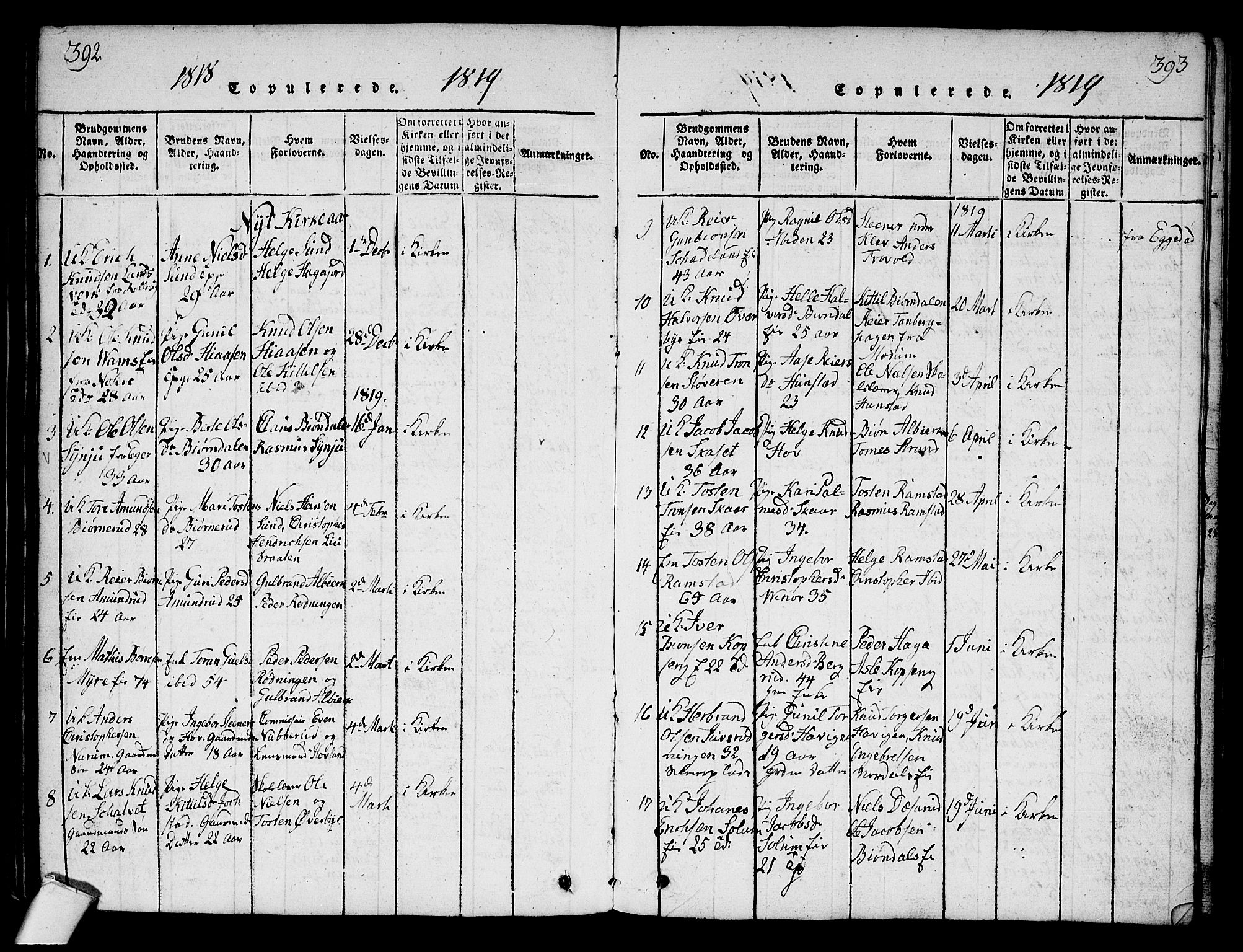 Sigdal kirkebøker, SAKO/A-245/G/Ga/L0001: Parish register (copy) no. I 1 /1, 1816-1835, p. 392-393