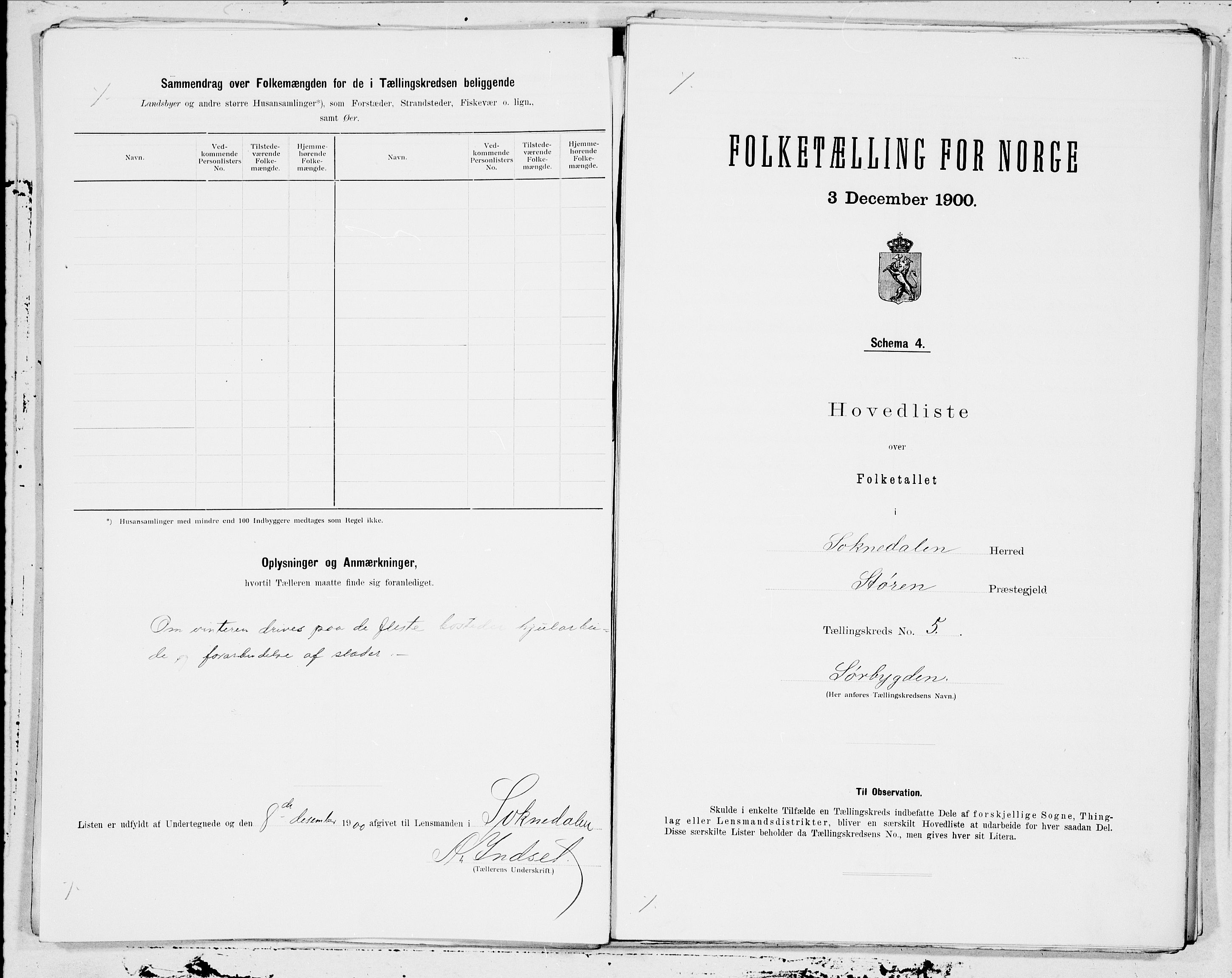 SAT, 1900 census for Soknedal, 1900, p. 11