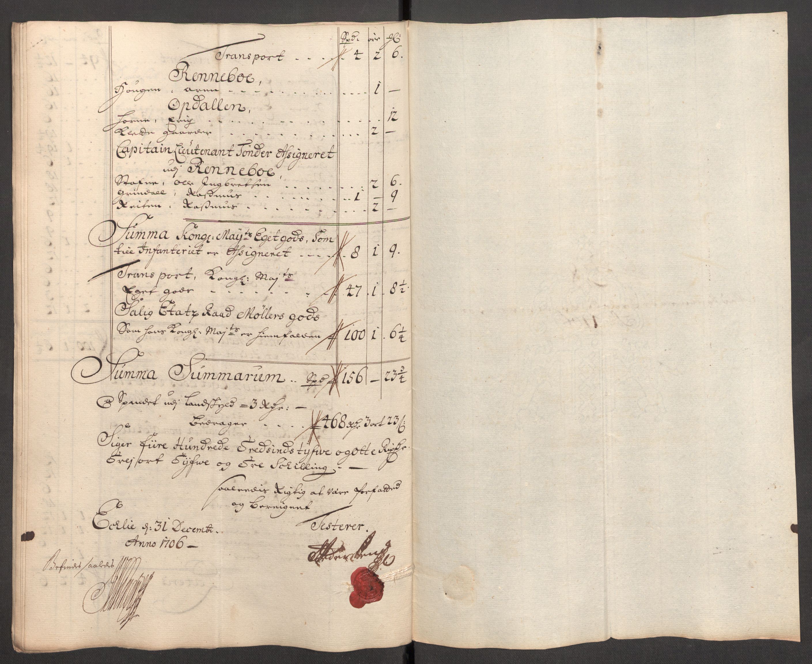 Rentekammeret inntil 1814, Reviderte regnskaper, Fogderegnskap, AV/RA-EA-4092/R60/L3956: Fogderegnskap Orkdal og Gauldal, 1706, p. 131