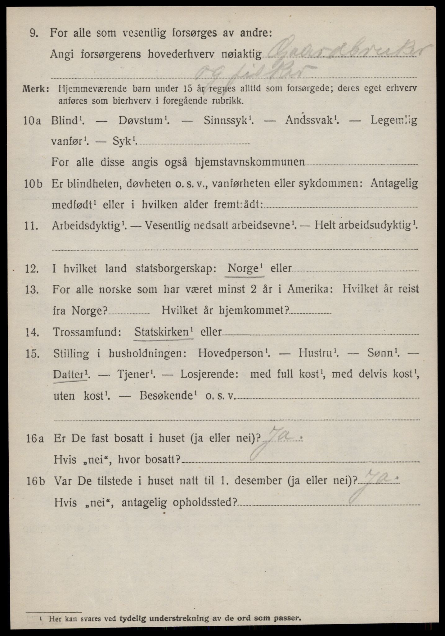 SAT, 1920 census for Vatne, 1920, p. 3869