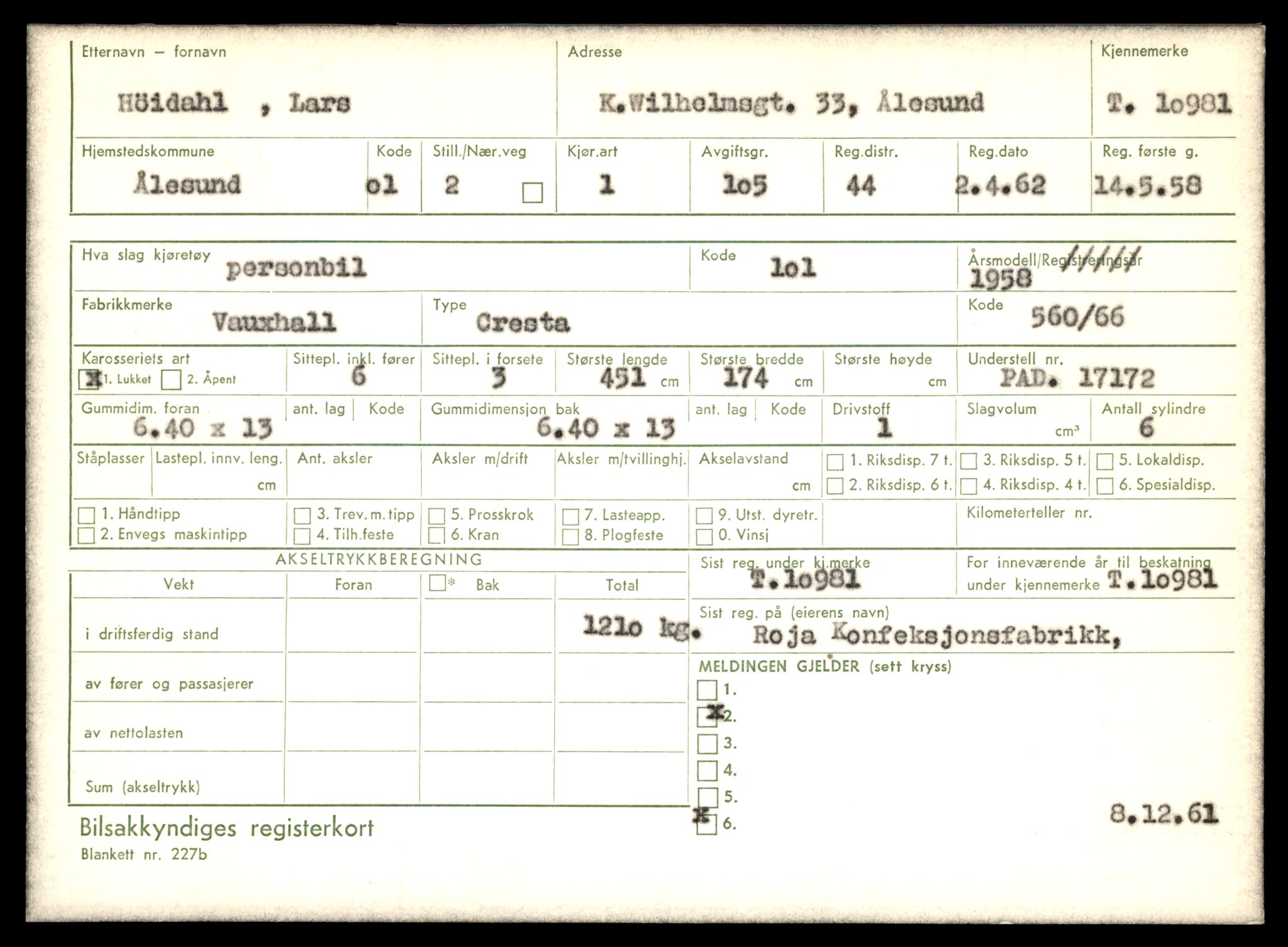 Møre og Romsdal vegkontor - Ålesund trafikkstasjon, AV/SAT-A-4099/F/Fe/L0025: Registreringskort for kjøretøy T 10931 - T 11045, 1927-1998, p. 1383