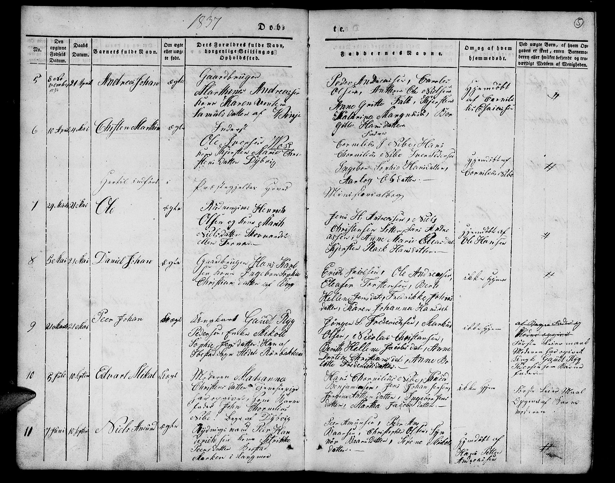 Tranøy sokneprestkontor, AV/SATØ-S-1313/I/Ia/Iab/L0010klokker: Parish register (copy) no. 10, 1835-1844, p. 5