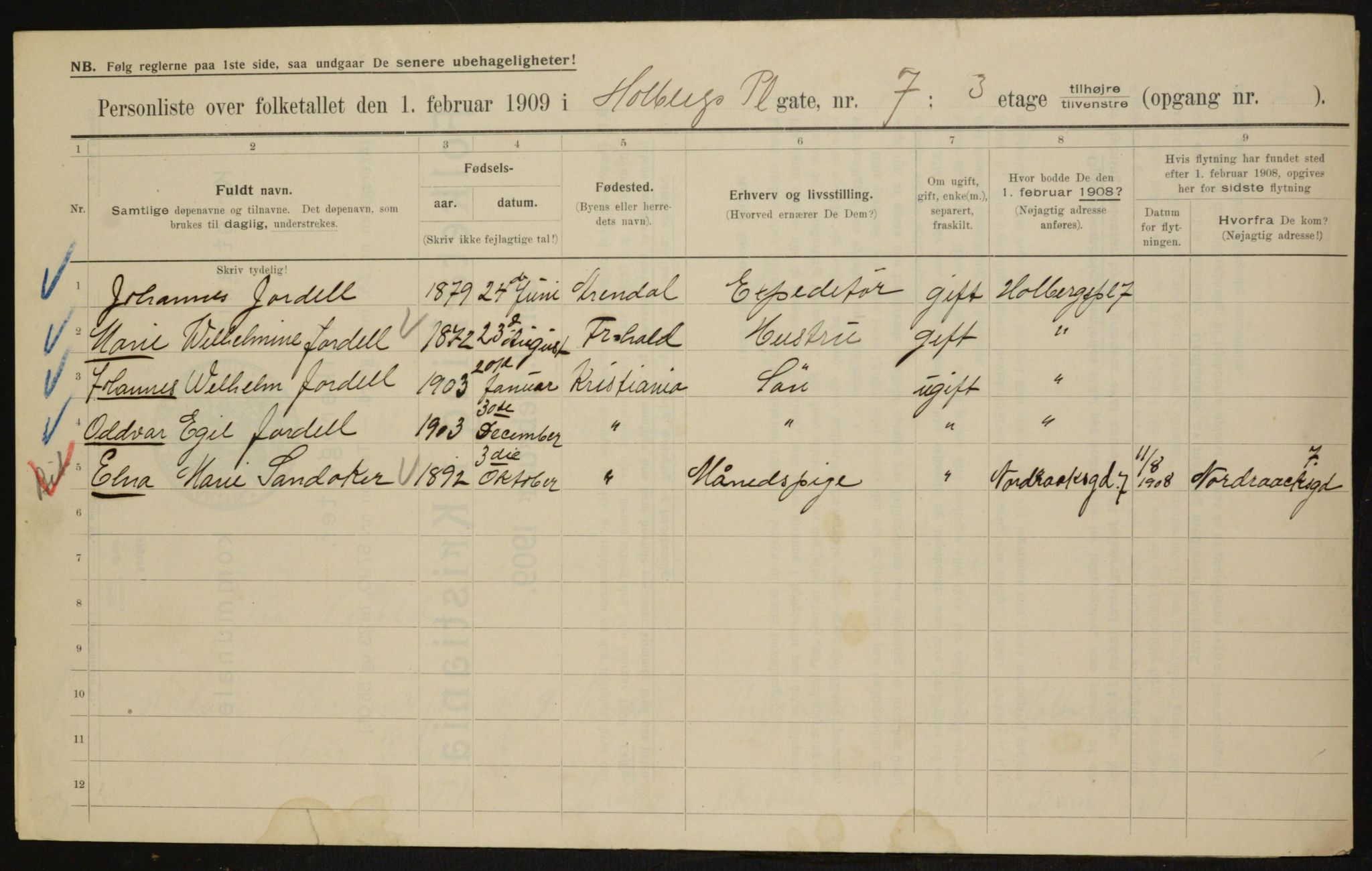 OBA, Municipal Census 1909 for Kristiania, 1909, p. 36819