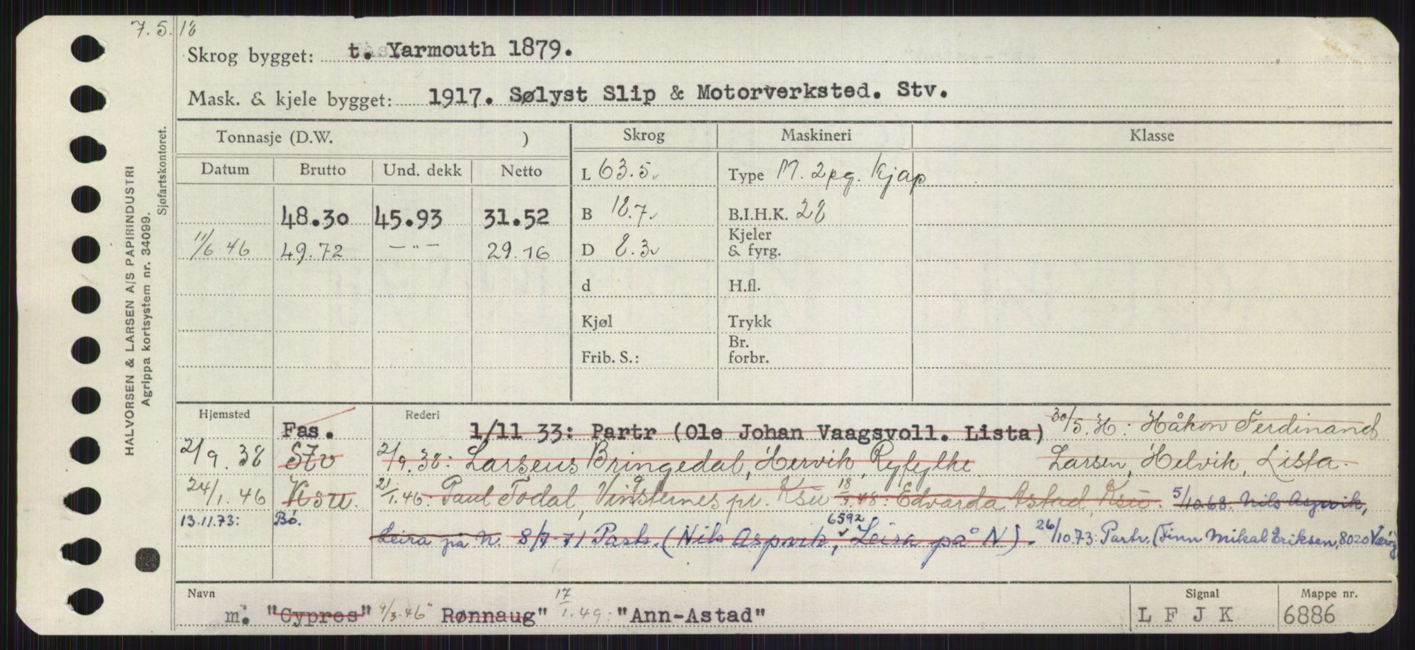 Sjøfartsdirektoratet med forløpere, Skipsmålingen, AV/RA-S-1627/H/Ha/L0001/0001: Fartøy, A-Eig / Fartøy A-Bjøn, p. 271