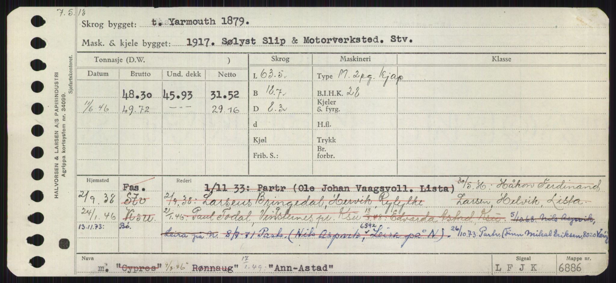 Sjøfartsdirektoratet med forløpere, Skipsmålingen, RA/S-1627/H/Ha/L0001/0001: Fartøy, A-Eig / Fartøy A-Bjøn, p. 271