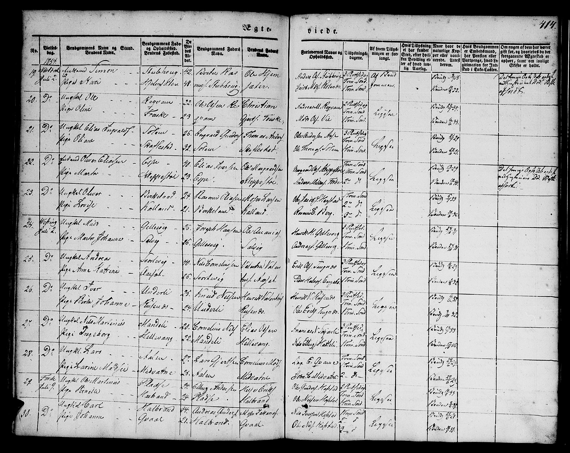 Førde sokneprestembete, SAB/A-79901/H/Haa/Haaa/L0007: Parish register (official) no. A 7, 1843-1860, p. 414