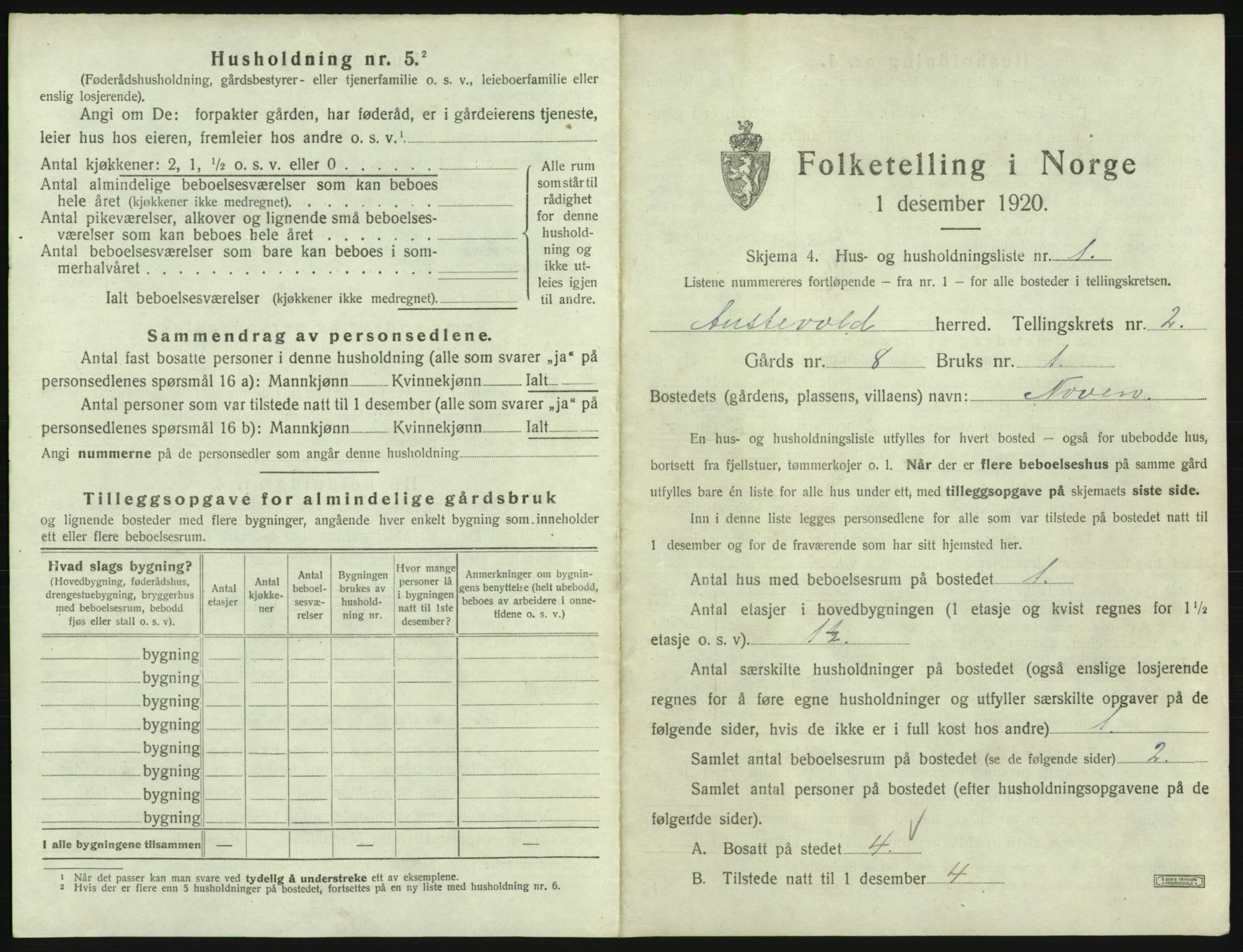 SAB, 1920 census for Austevoll, 1920, p. 146