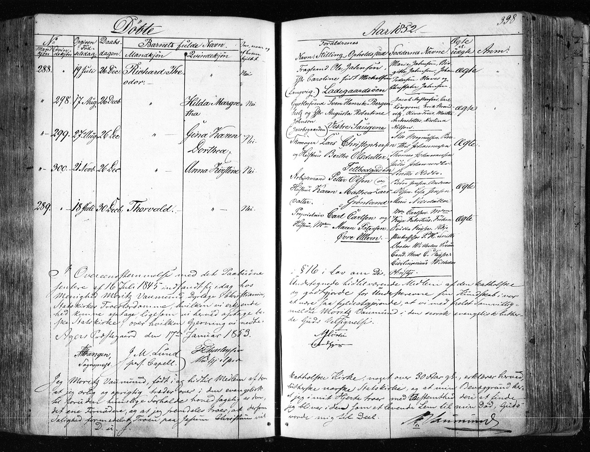 Aker prestekontor kirkebøker, AV/SAO-A-10861/F/L0019: Parish register (official) no. 19, 1842-1852, p. 398