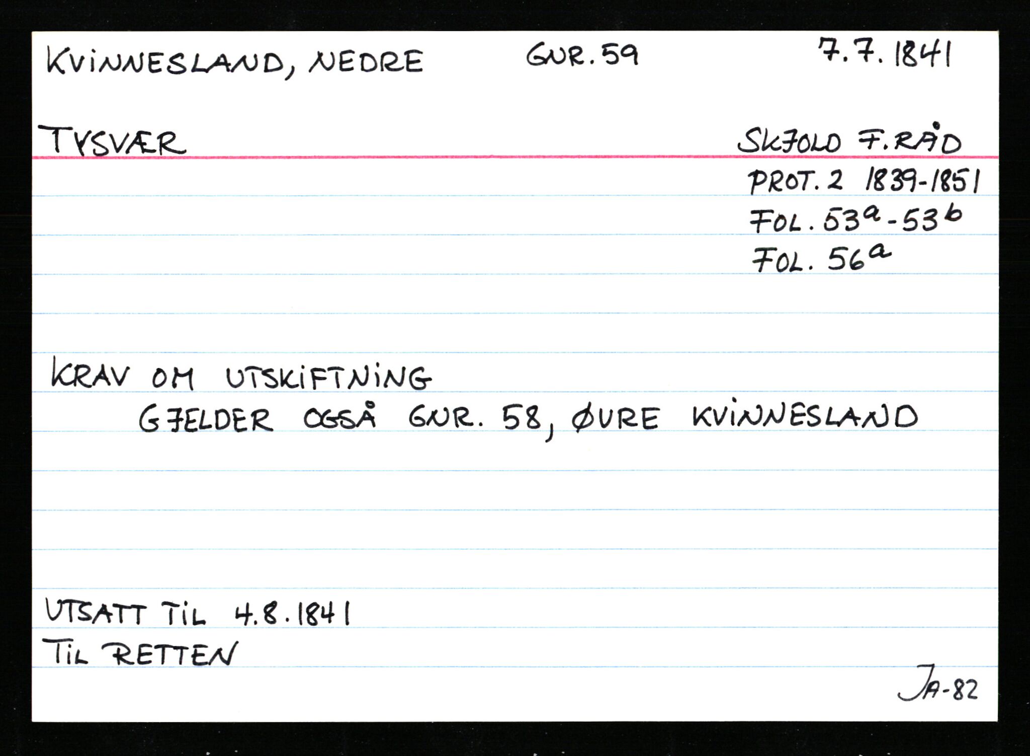 Statsarkivet i Stavanger, AV/SAST-A-101971/03/Y/Ym/L0033: Åstedskort sortert etter gårdsnavn: Kvelland - Lagestranden, 1600-1950, p. 162