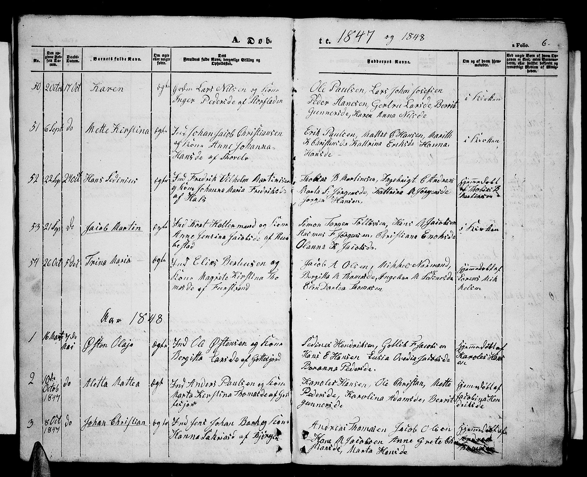 Tranøy sokneprestkontor, SATØ/S-1313/I/Ia/Iab/L0002klokker: Parish register (copy) no. 2, 1847-1860, p. 6