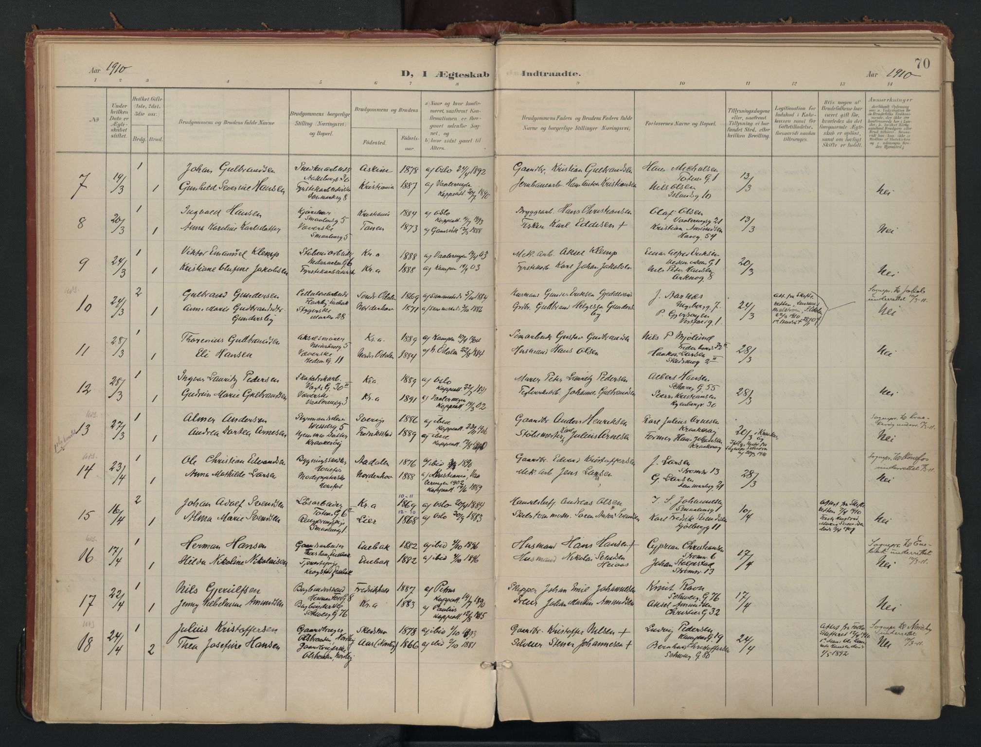 Vålerengen prestekontor Kirkebøker, AV/SAO-A-10878/F/Fa/L0002: Parish register (official) no. 2, 1899-1924, p. 70